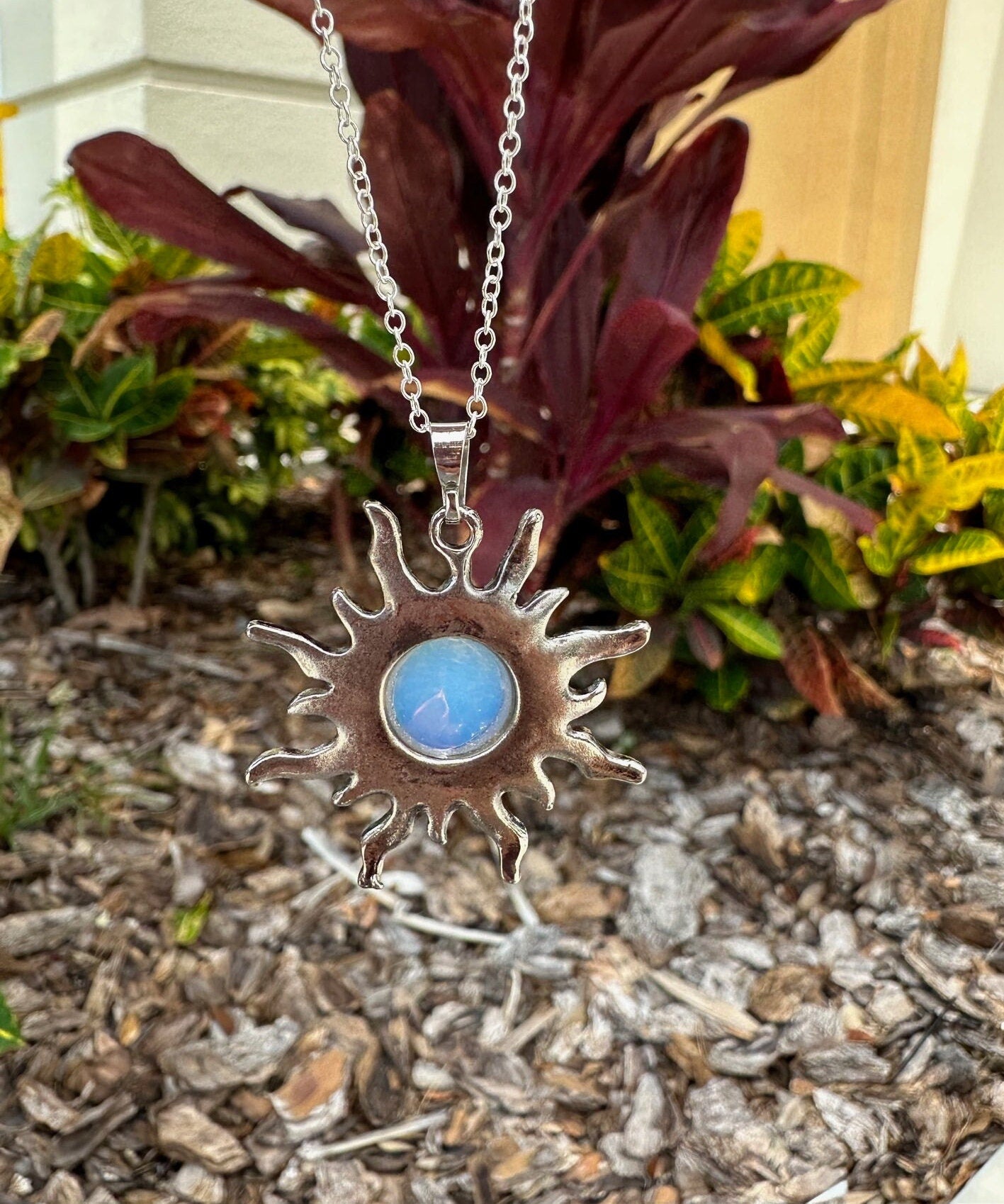Opalite Sun Pendant Necklace