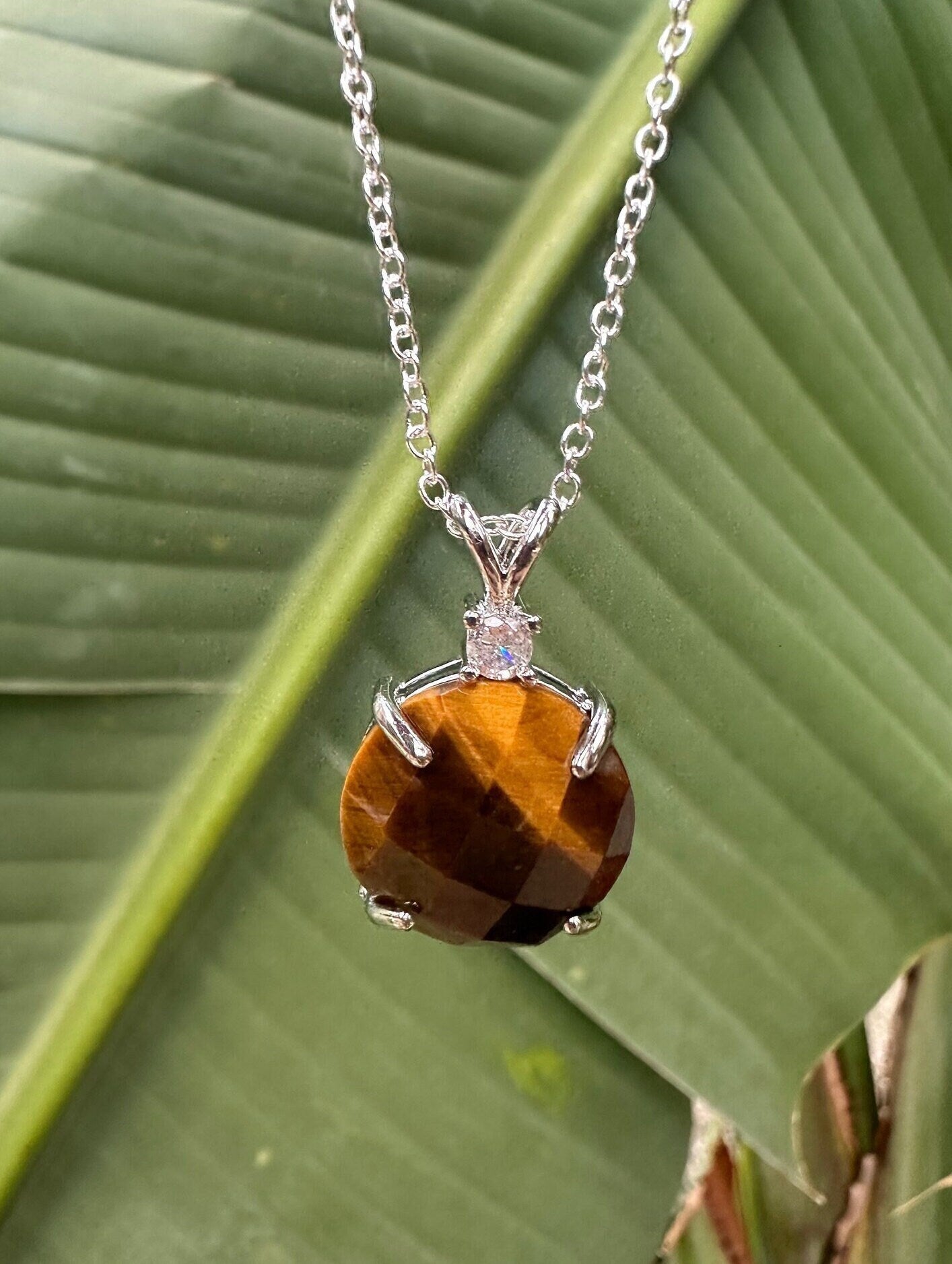 Tiger Eye Prism Pendant Necklace