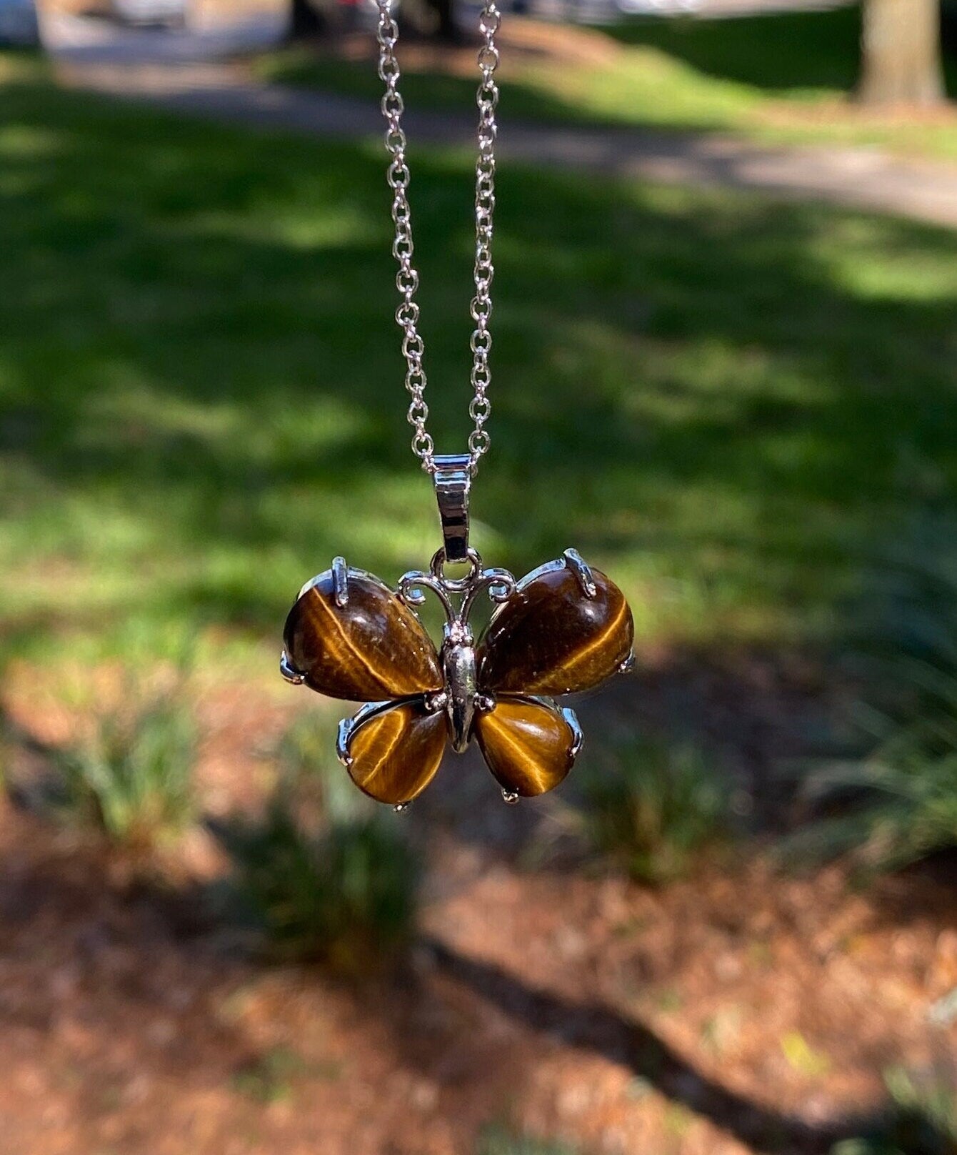 Tiger Eye Butterfly Necklace
