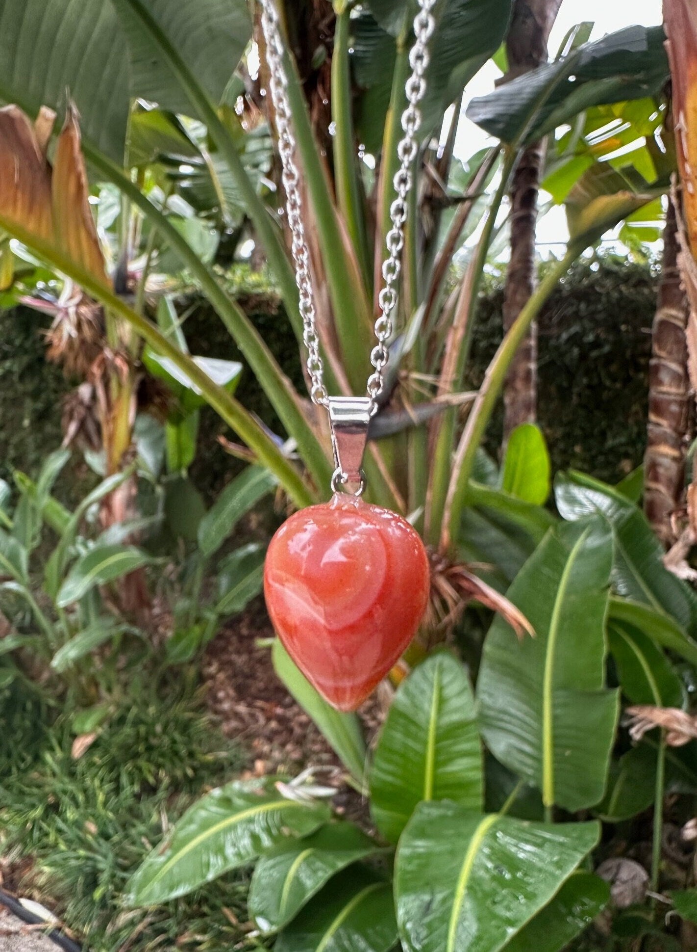 Red Agate Acorn Pendant Necklace