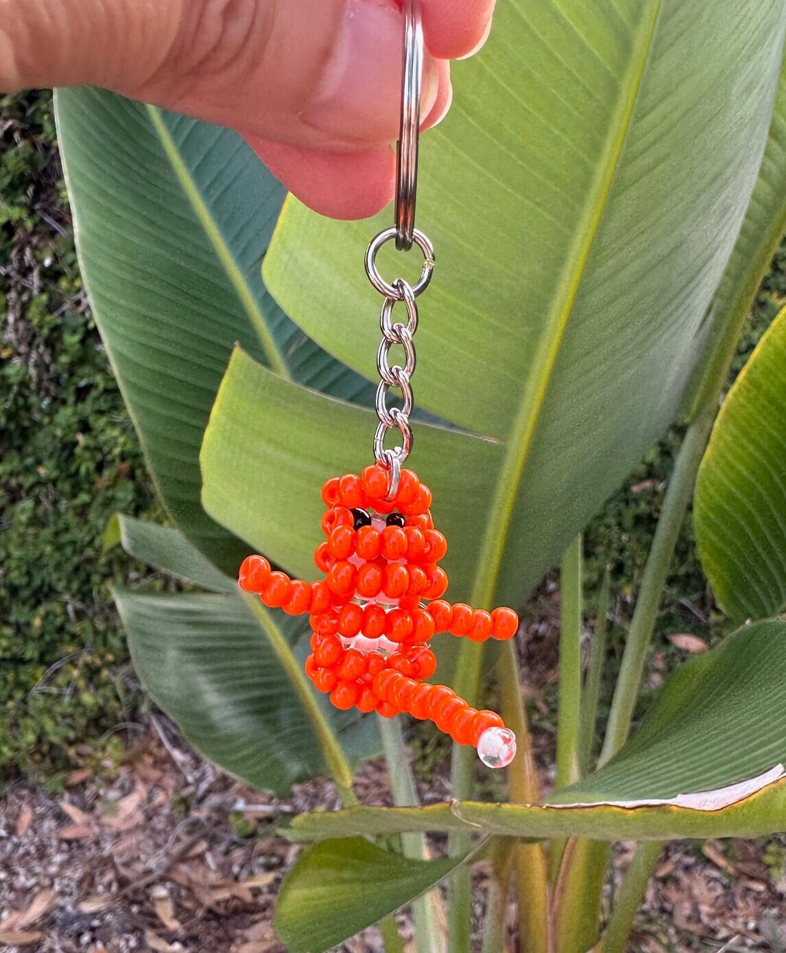 Beaded Orange Monkey Keychain