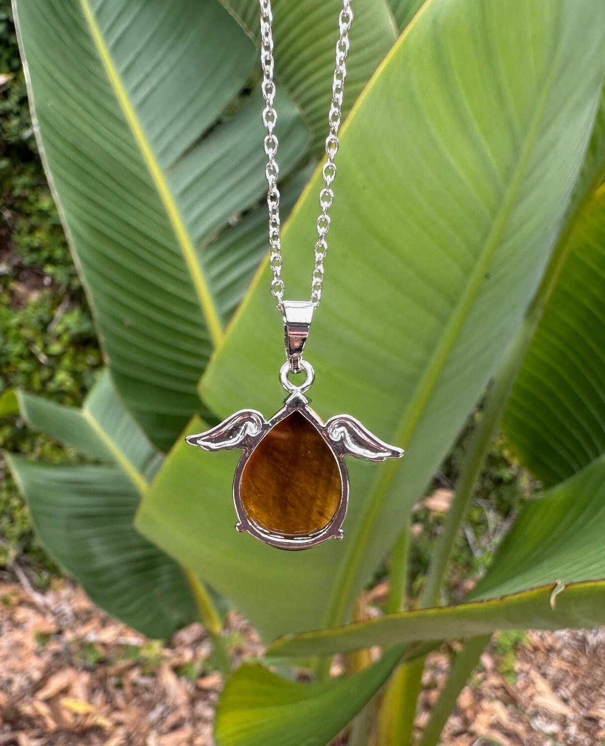 Tiger Eye Angelic Egg Pendant Necklace
