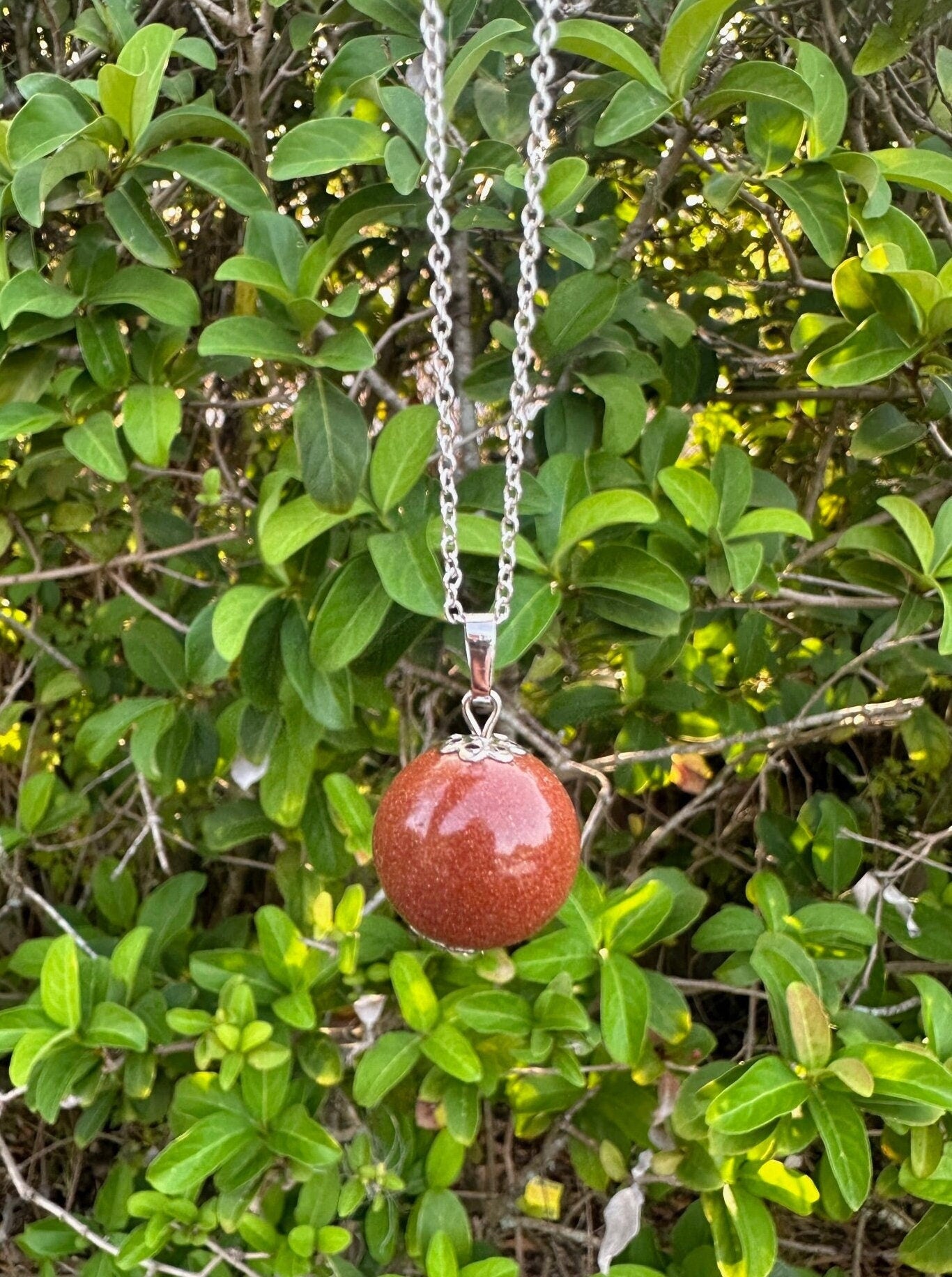 Goldstone Ball Pendant Necklace