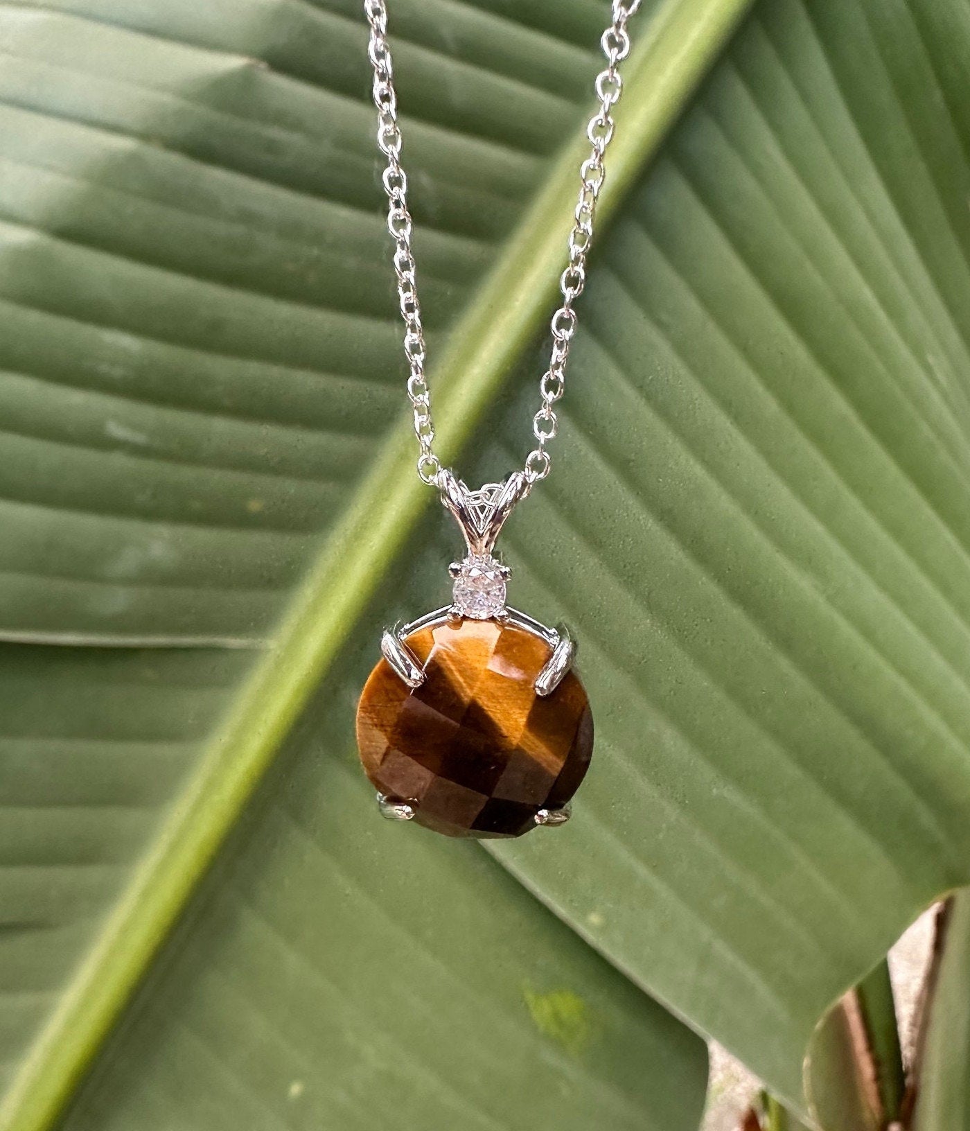 Tiger Eye Prism Pendant Necklace