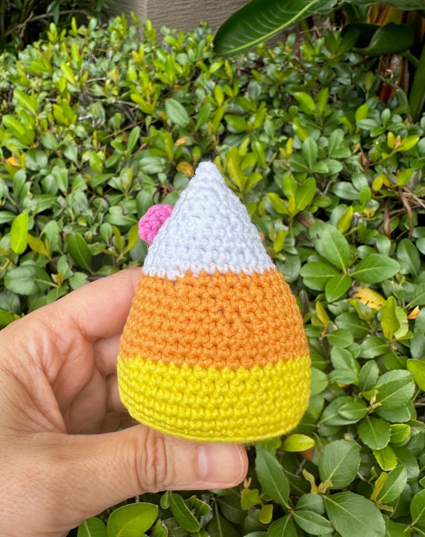 Crochet Candy Corn Girl with Bow Figurine
