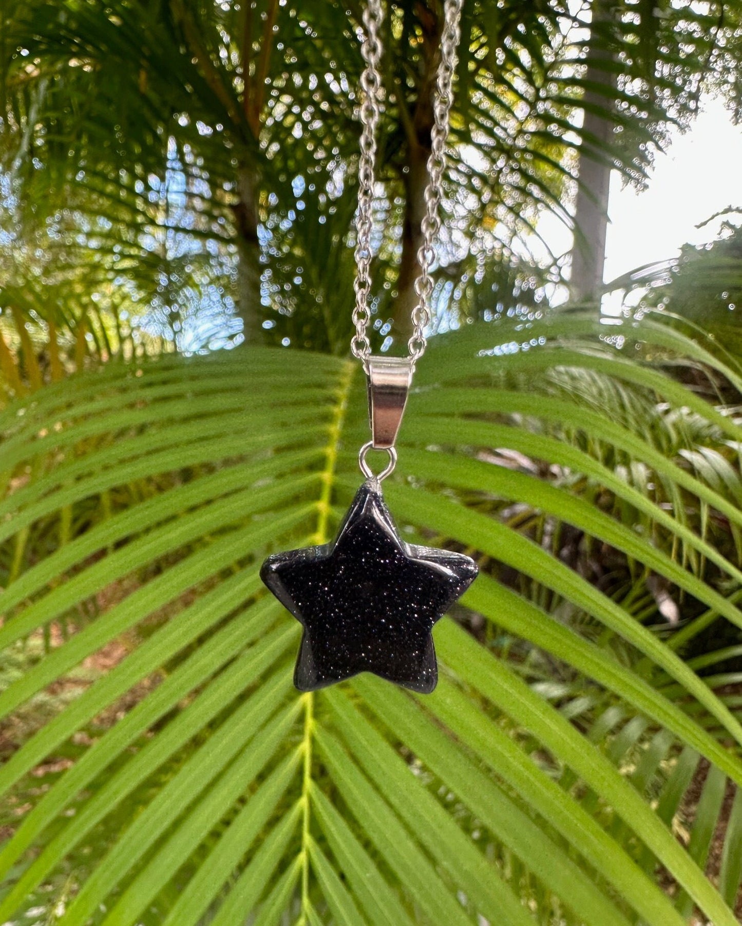 Blue Goldstone Star Pendant Necklace