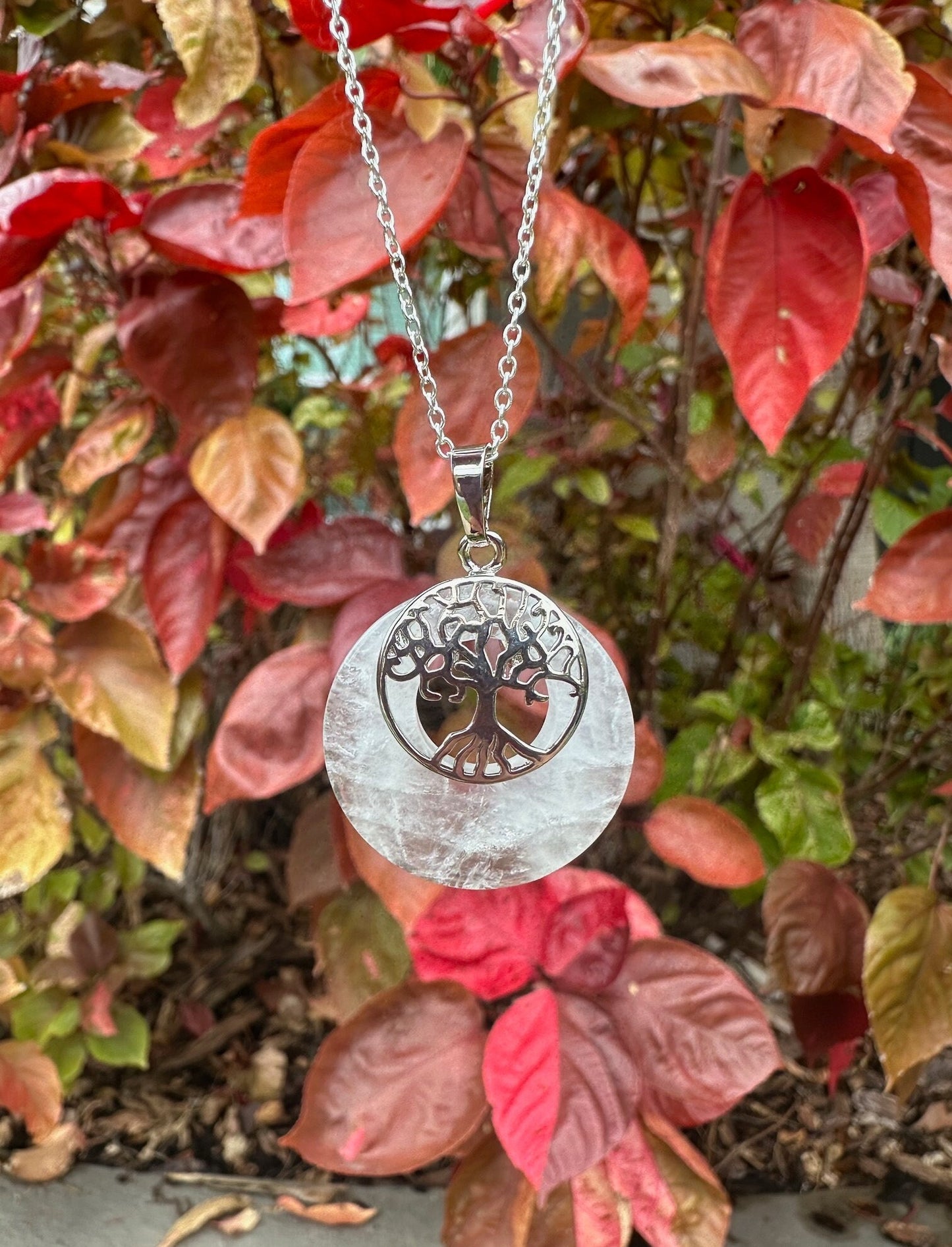 Clear Quartz Tree of Life Pendant Necklace