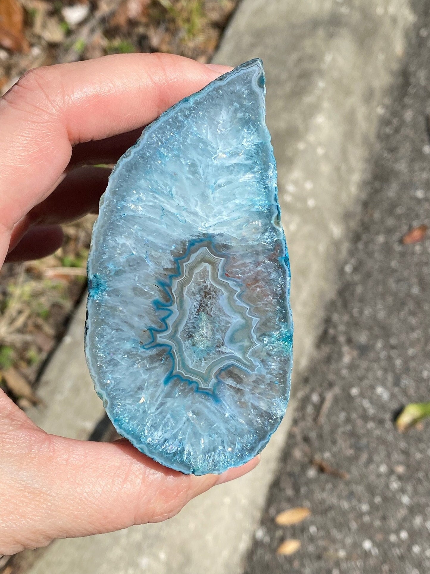 Blue Agate Stalactite Druzy Geode