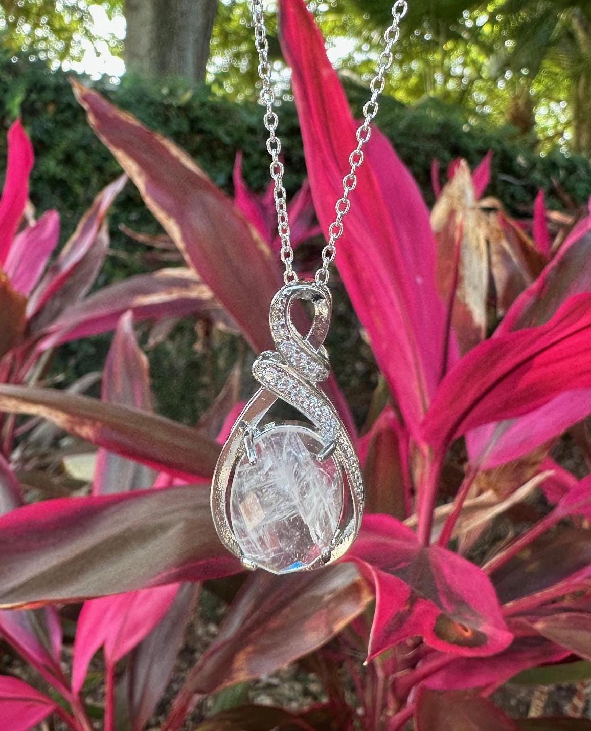 Clear Quartz Swirl Necklace