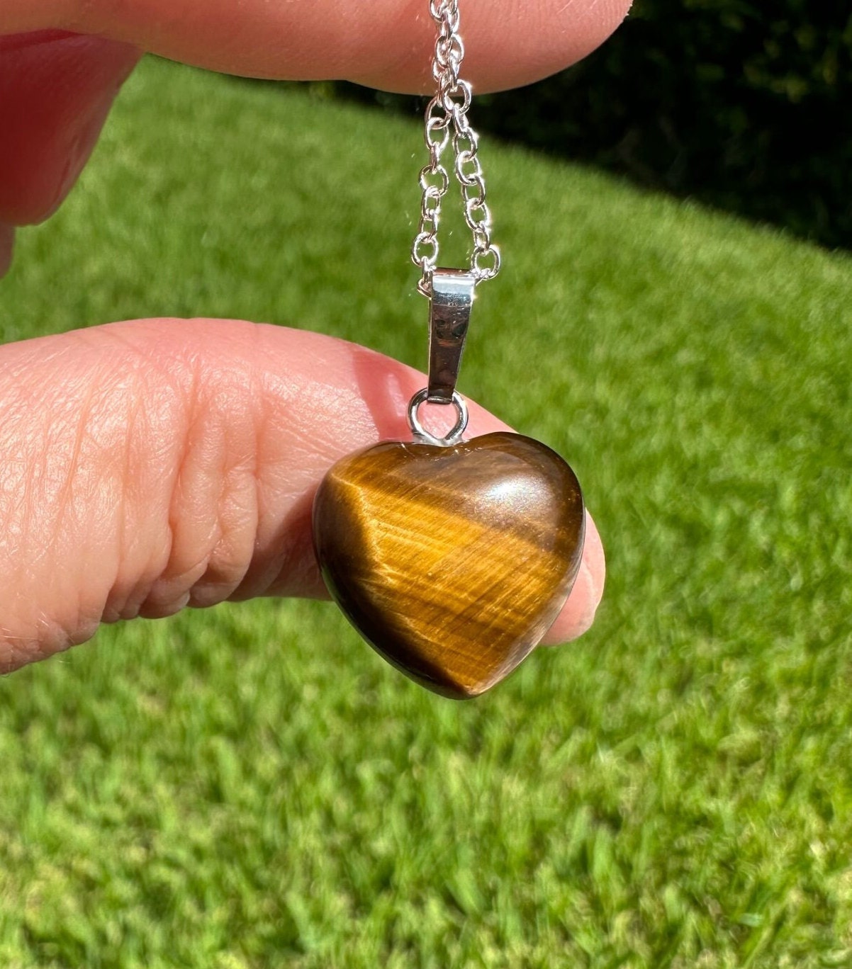 Tiger Eye Heart Pendant Necklace