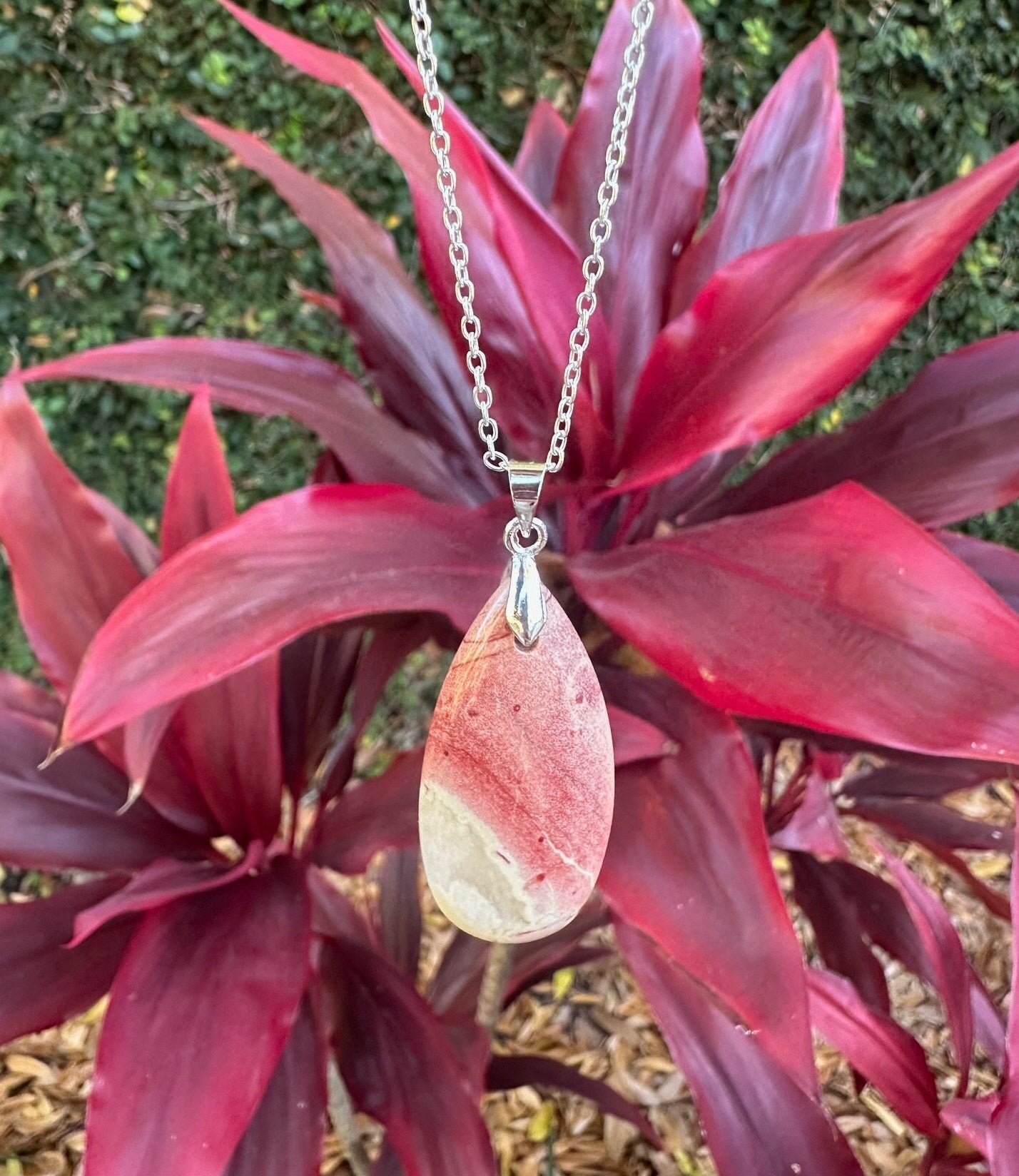 Rainbow Jasper Teardrop Pendant Necklace