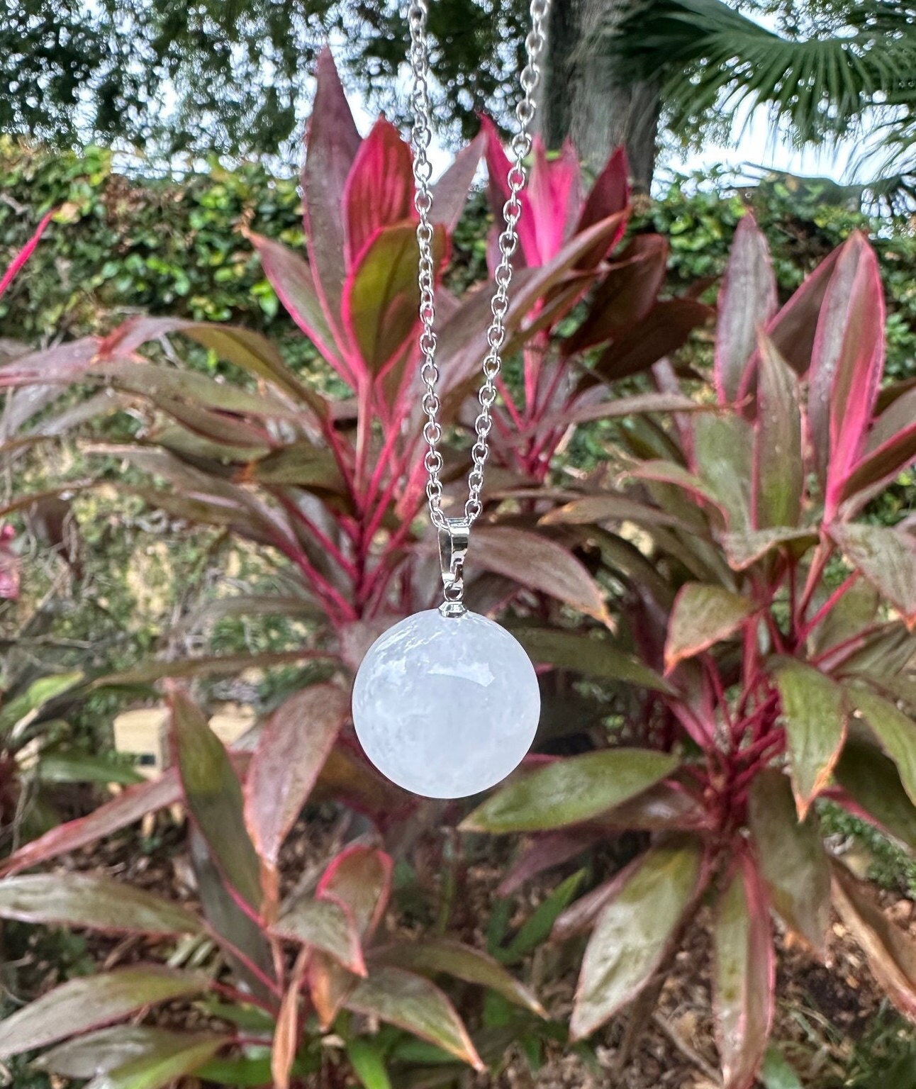 Clear Quartz Ball Pendant Necklace