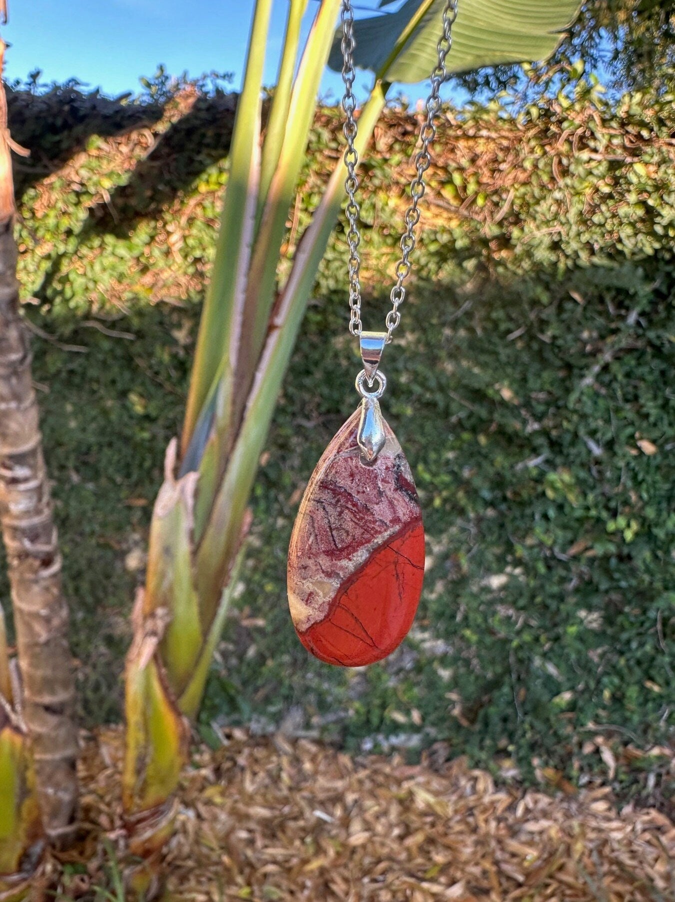 Rainbow Jasper Teardrop Pendant Genuine Rainbow Jasper Crystal Necklace