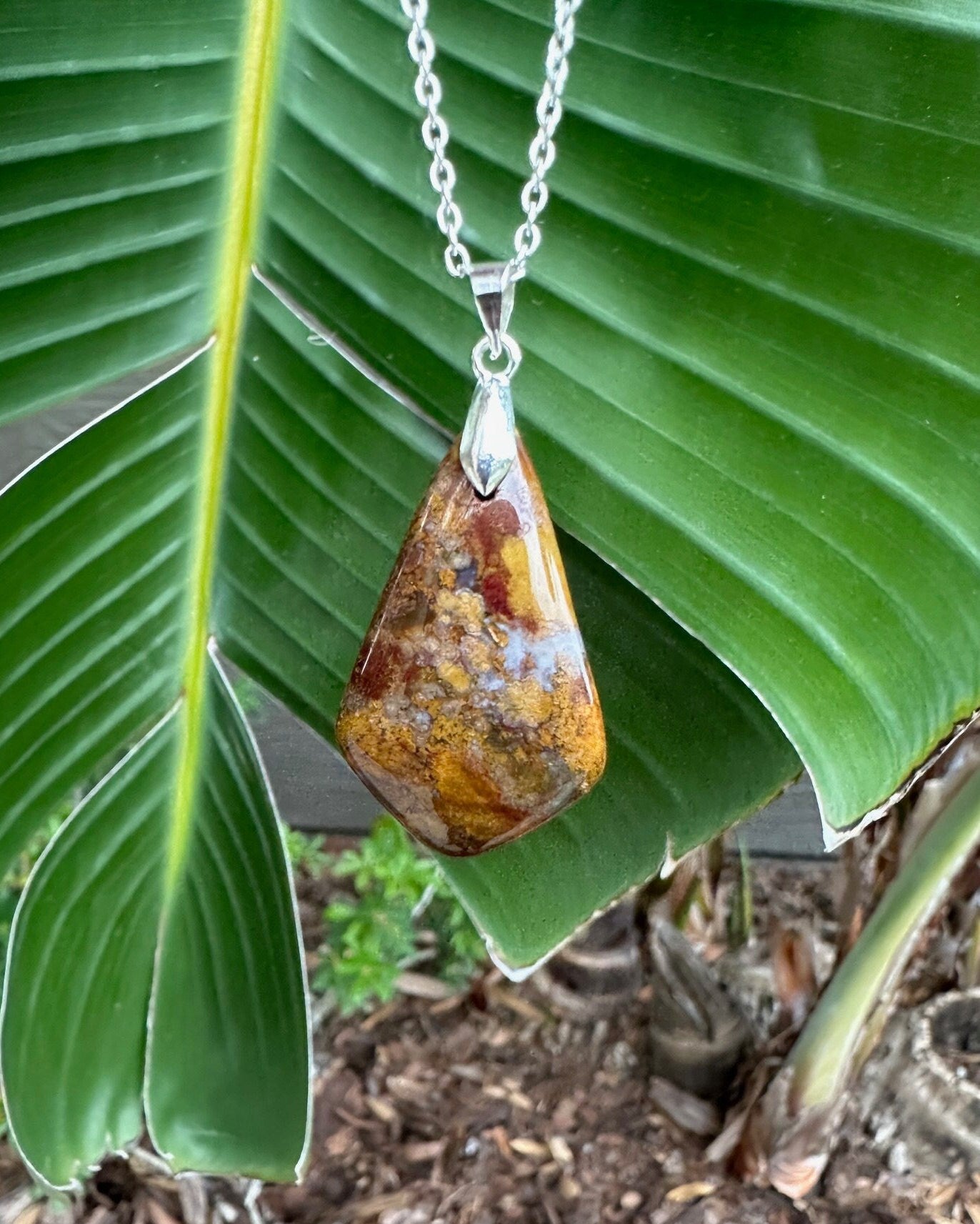 Indian Bloodstone Shield Pendant Necklace