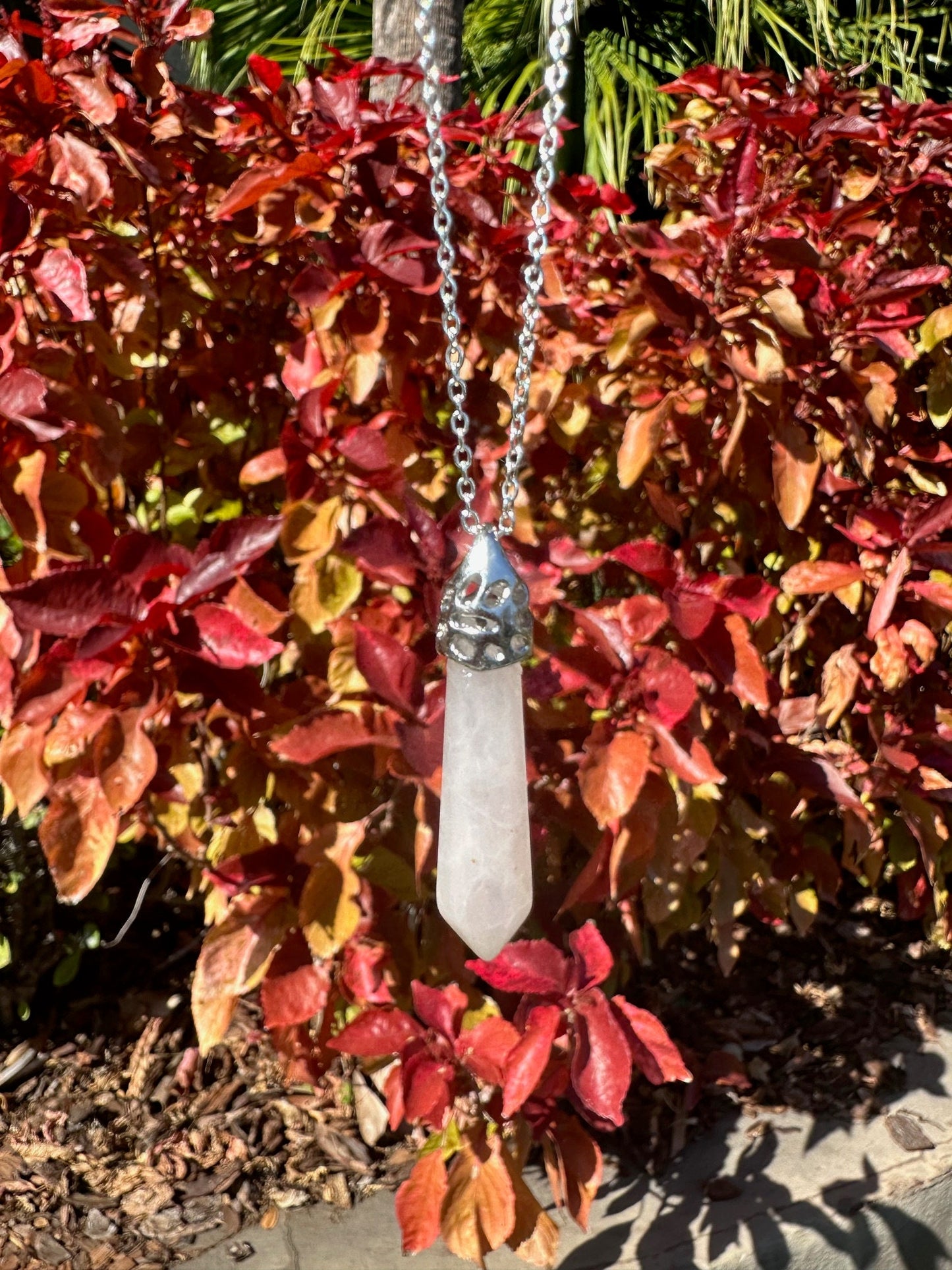 Rose Quartz Thin Hexagon Pendant Necklace