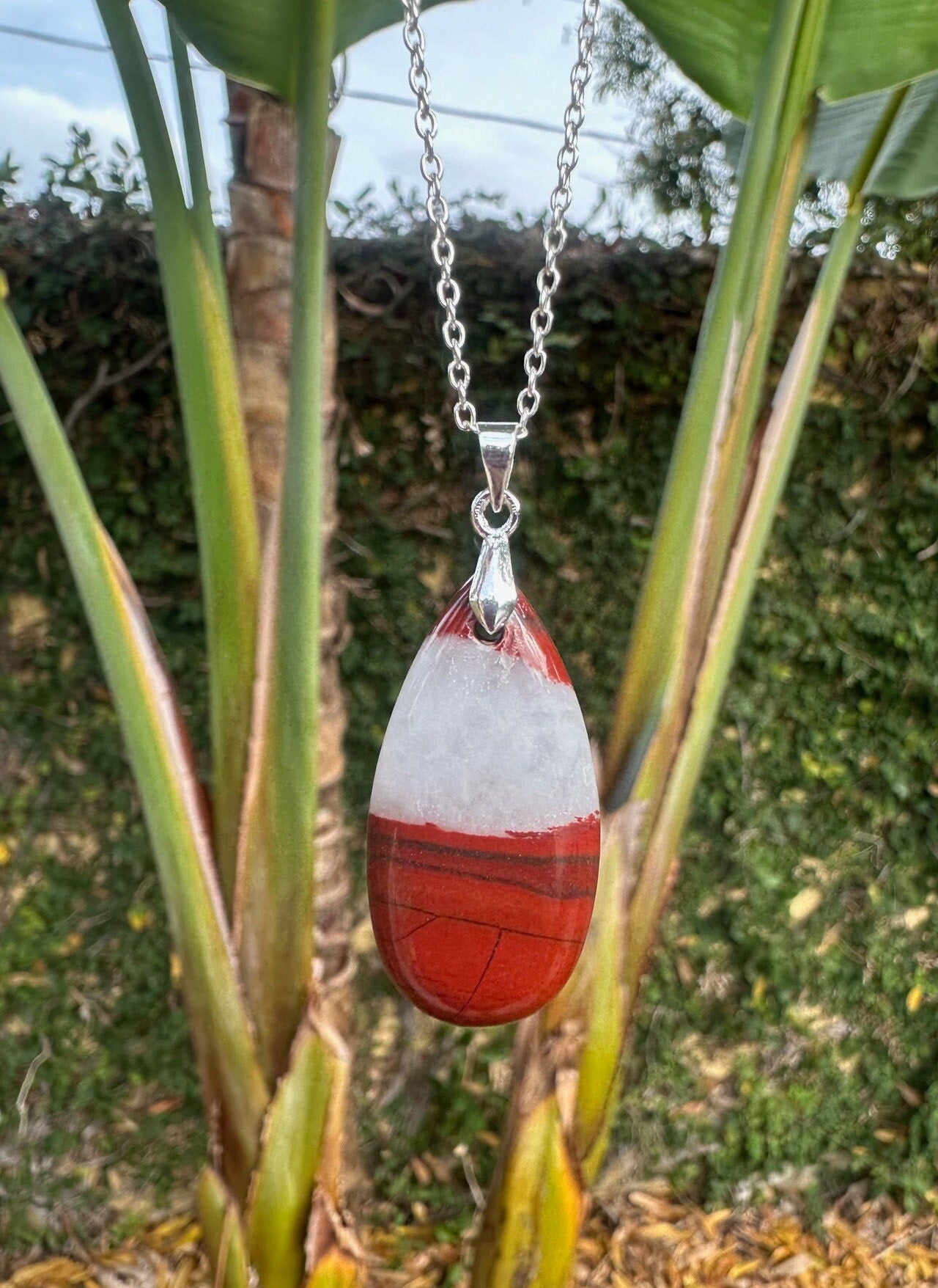Red Jasper Teardrop Pendant Necklace