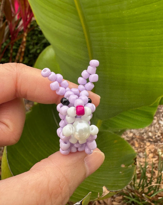 Beaded Lilac Easter Bunny Figurine