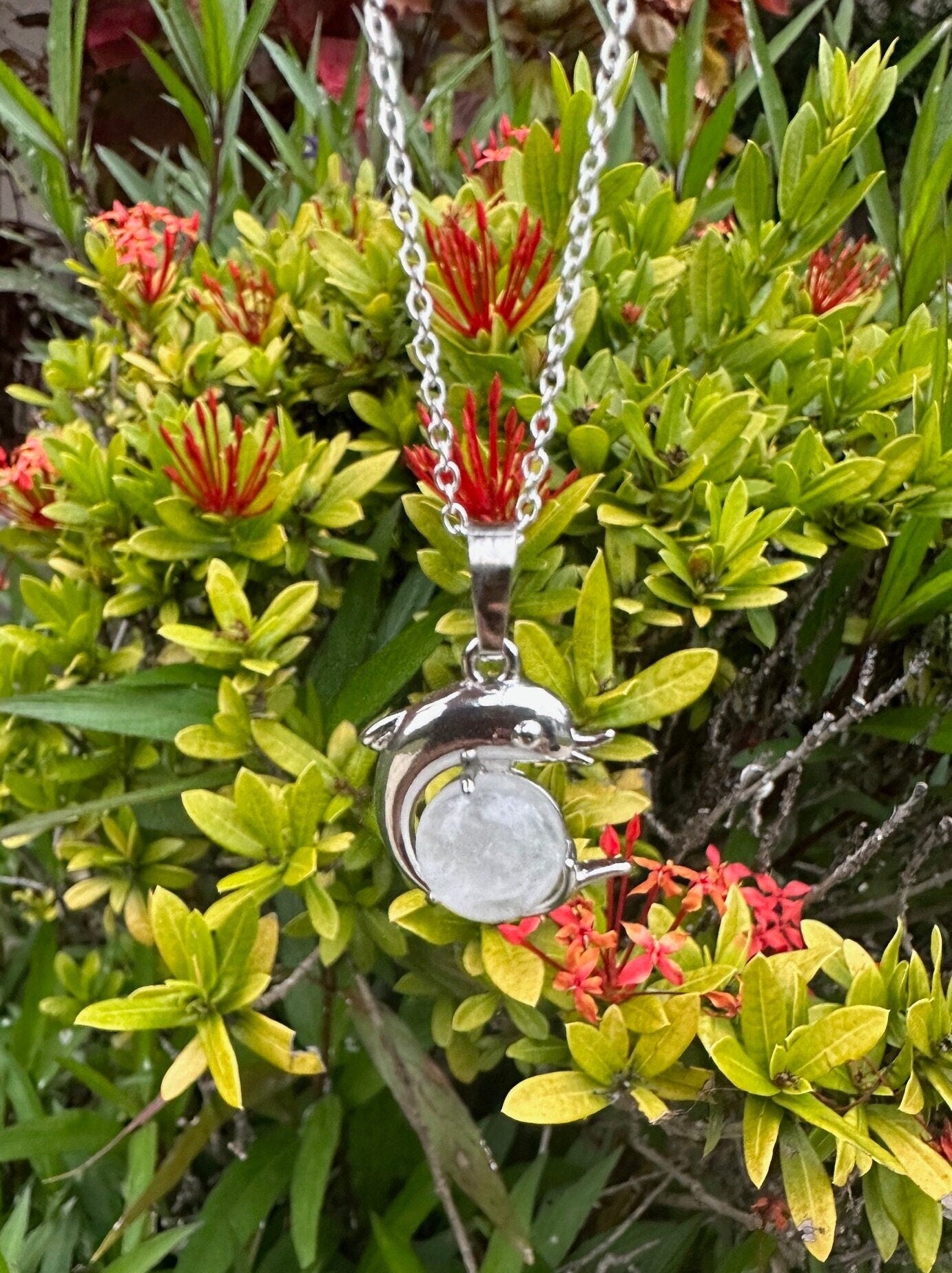 Clear Quartz Dolphin Pendant Necklace
