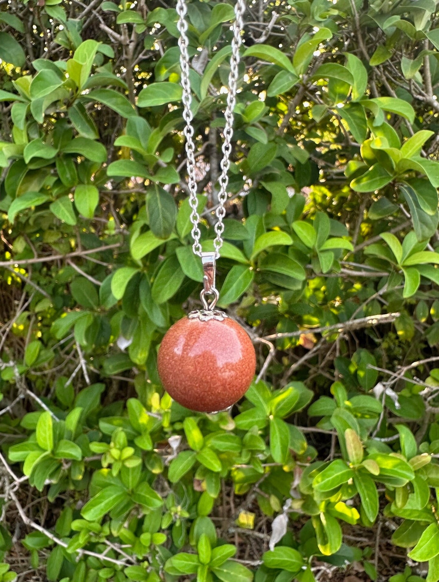 Goldstone Ball Pendant Necklace