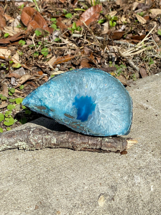 Blue Agate Stalactite Druzy Geode