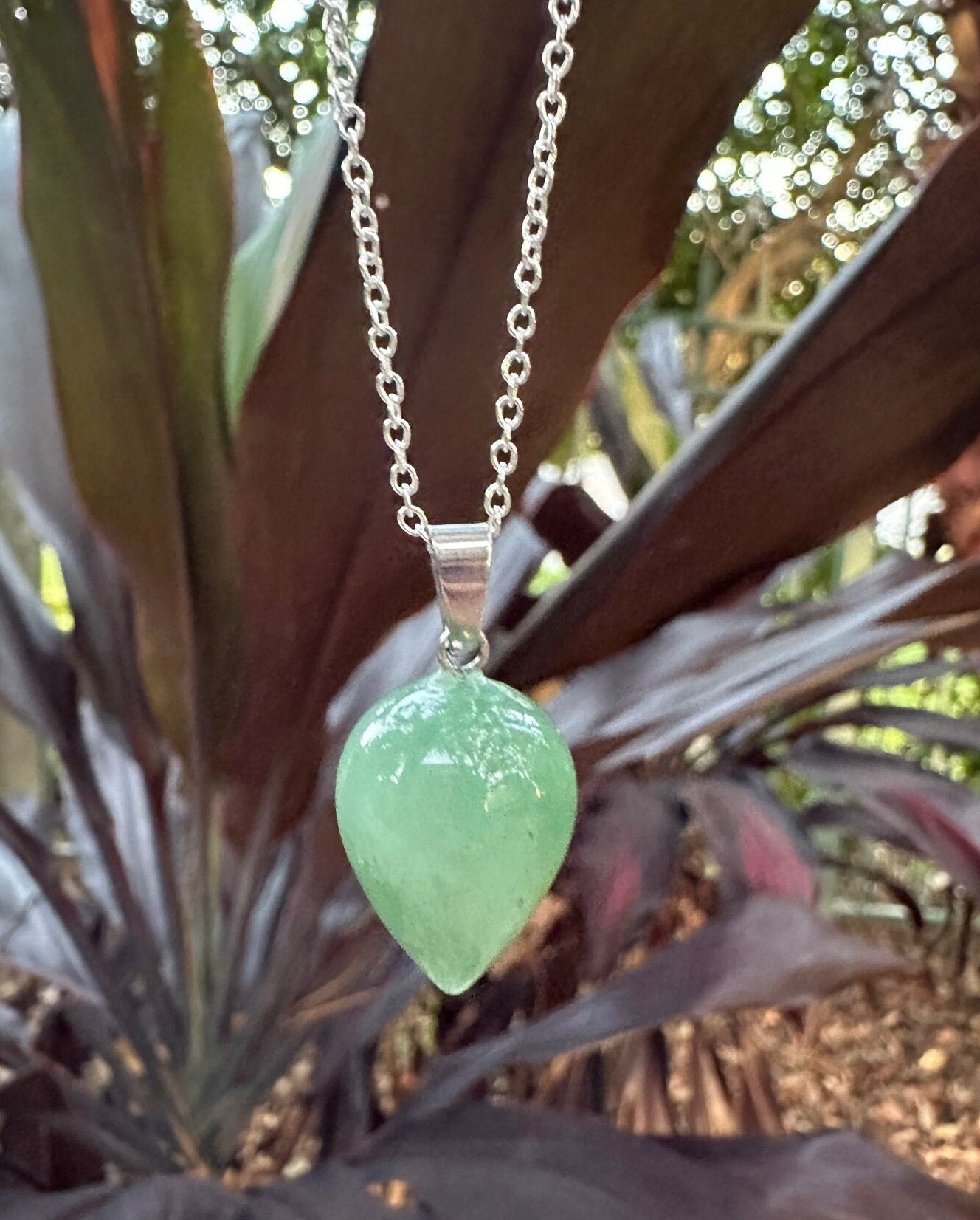 Green Aventurine Acorn Pendant Necklace