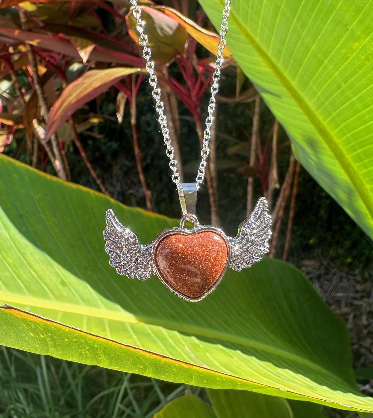 Goldstone Wings Pendant Necklace