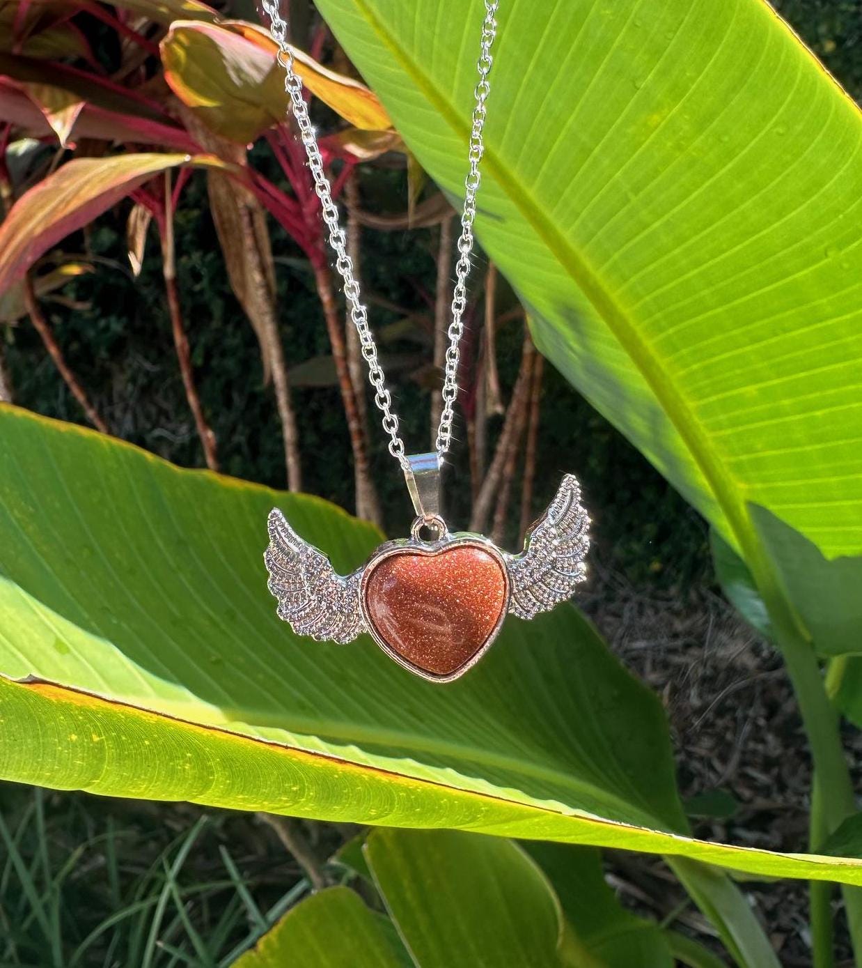 Goldstone Wings Pendant Necklace
