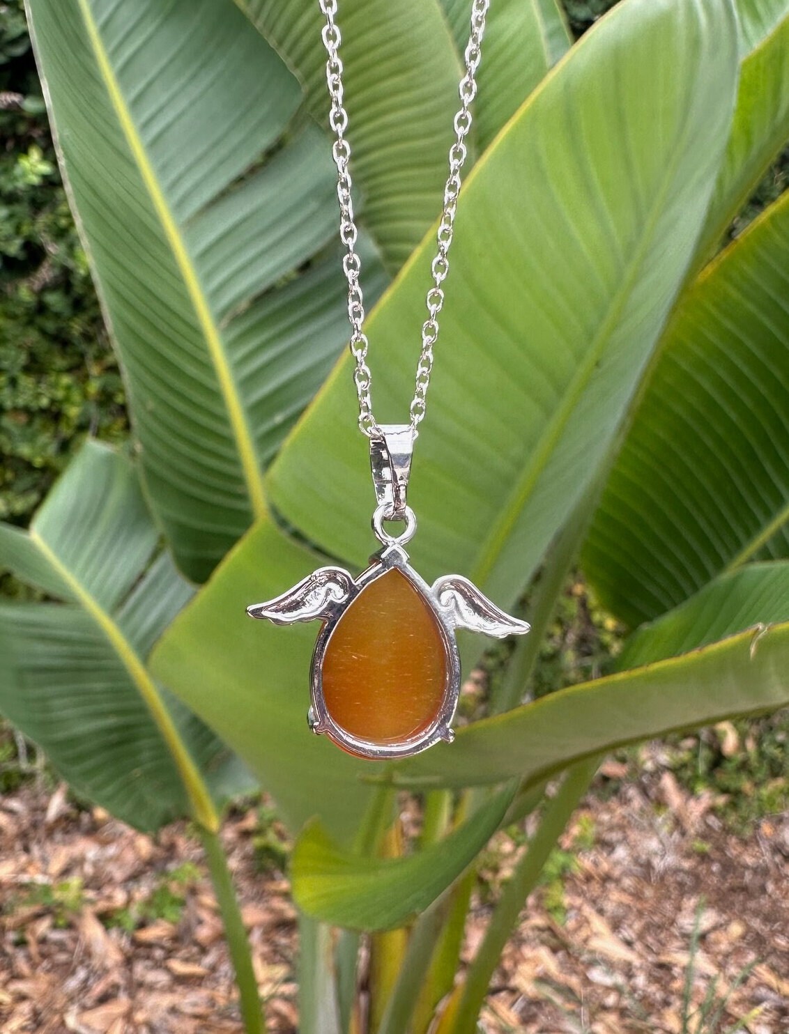 Carnelian Angelic Egg Pendant Necklace