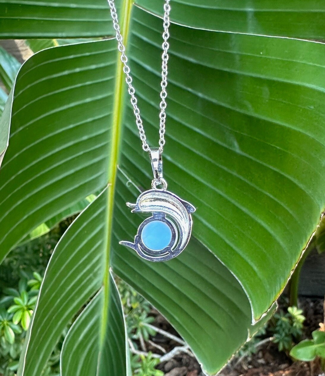 Dainty Opalite Dolphin Pendant Necklace