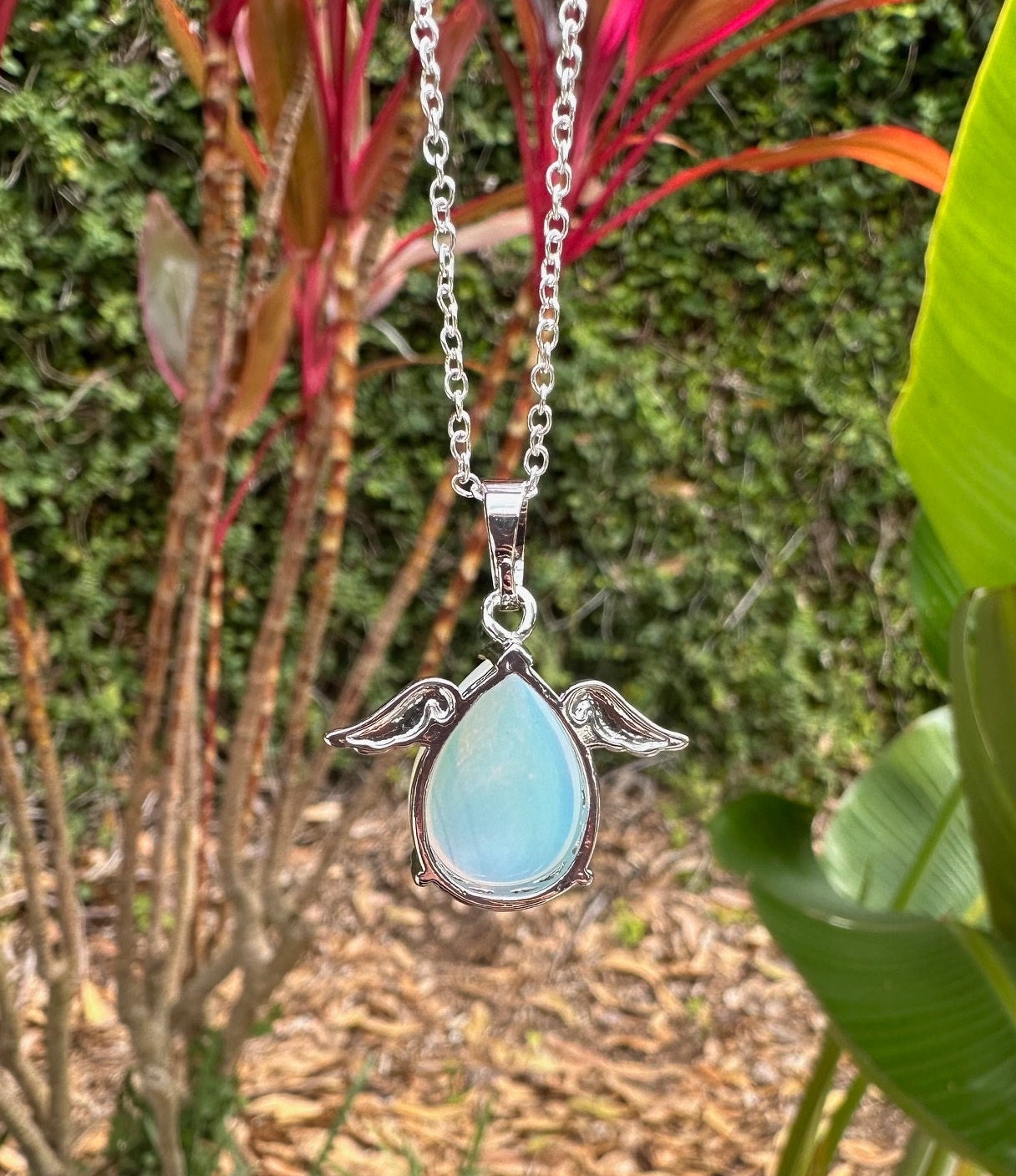 Opalite Angelic Egg Pendant Necklace