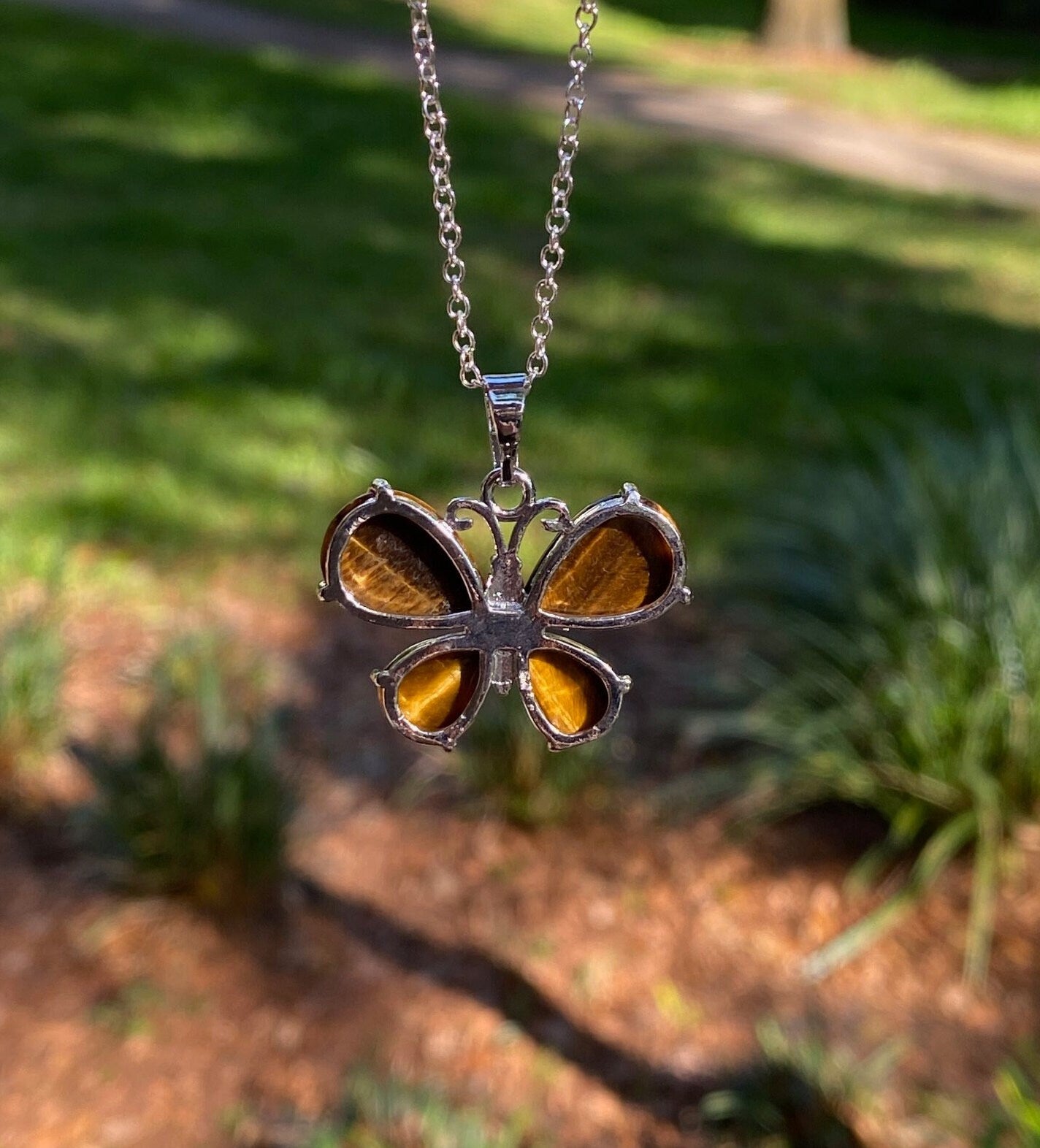 Tiger Eye Butterfly Necklace