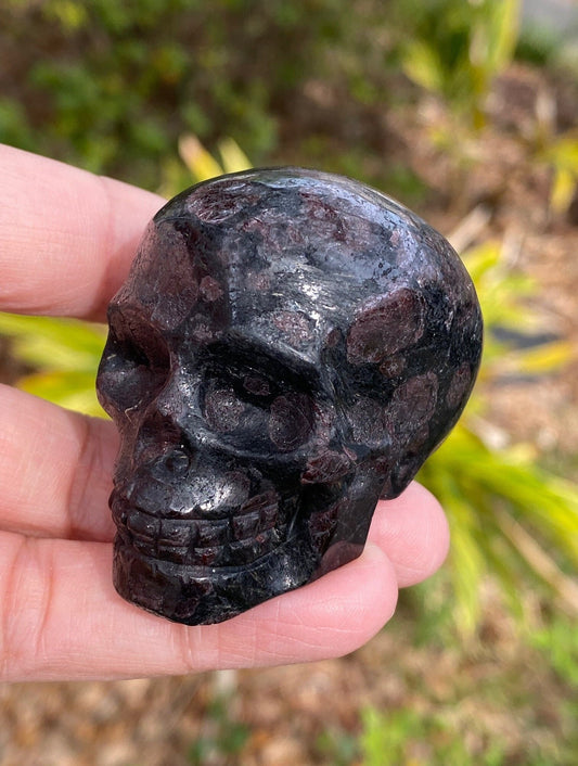 Garnet Skull Figurine
