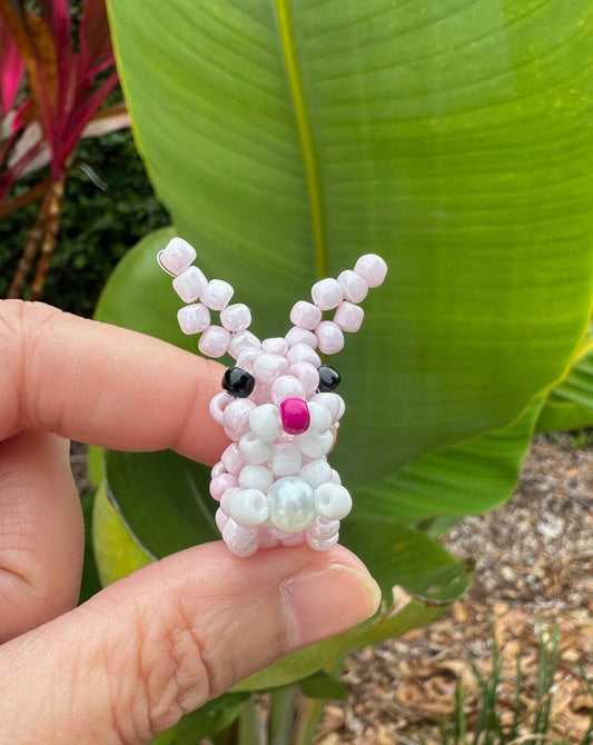 Beaded Soft Pink Easter Bunny Figurine