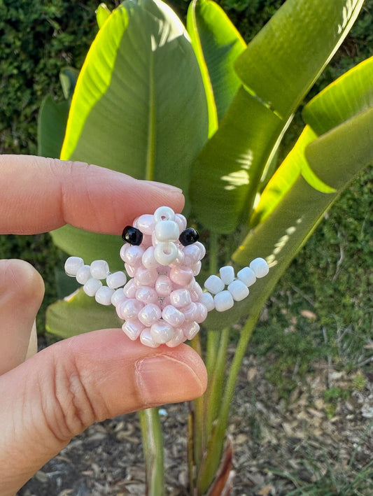 Beaded Soft Pink Easter Chick Figurine