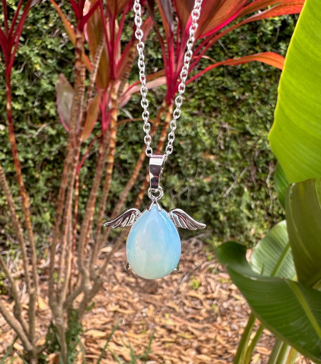 Opalite Angelic Egg Pendant Necklace