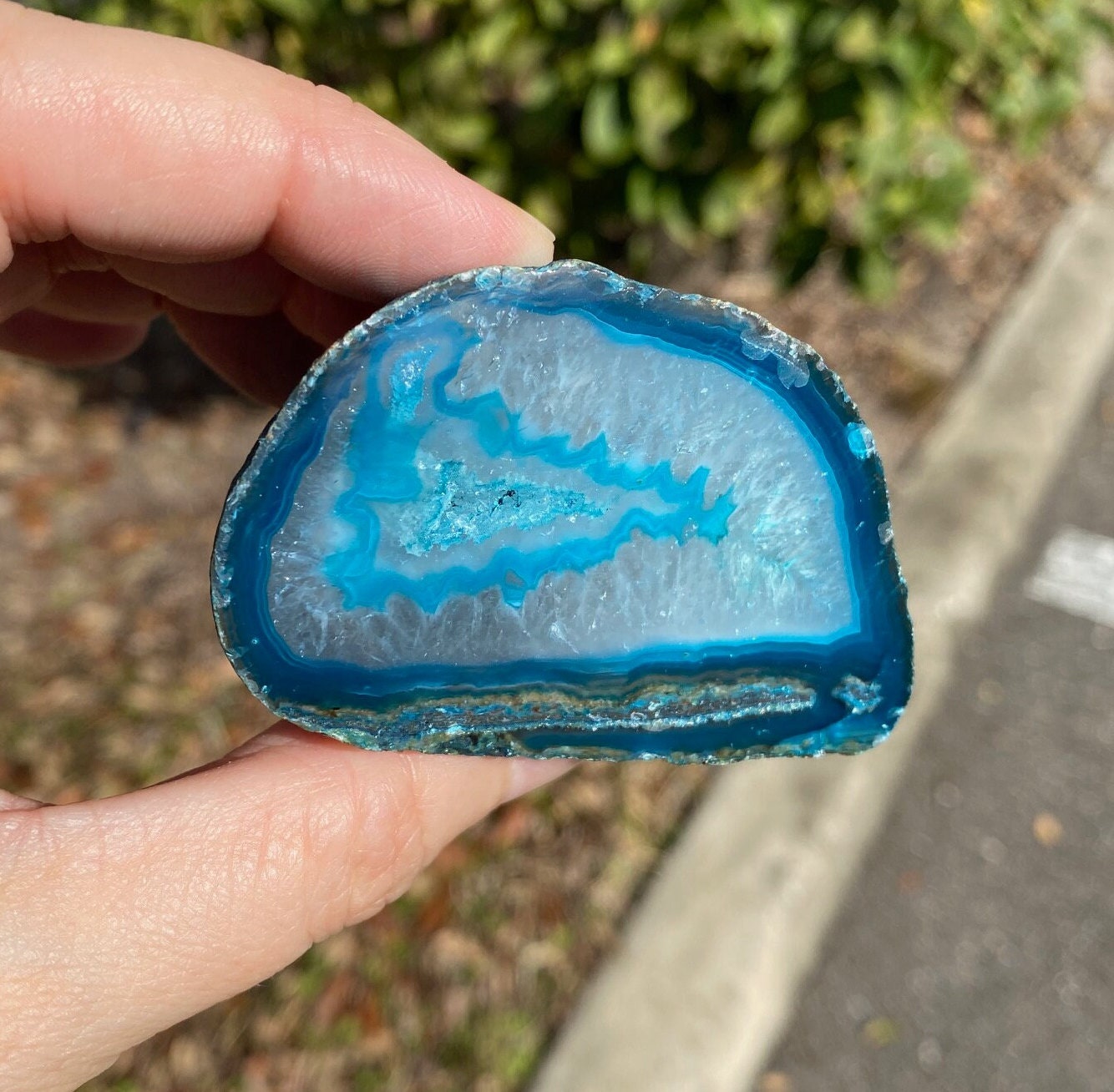 Blue Agate Stalactite Druzy Geode