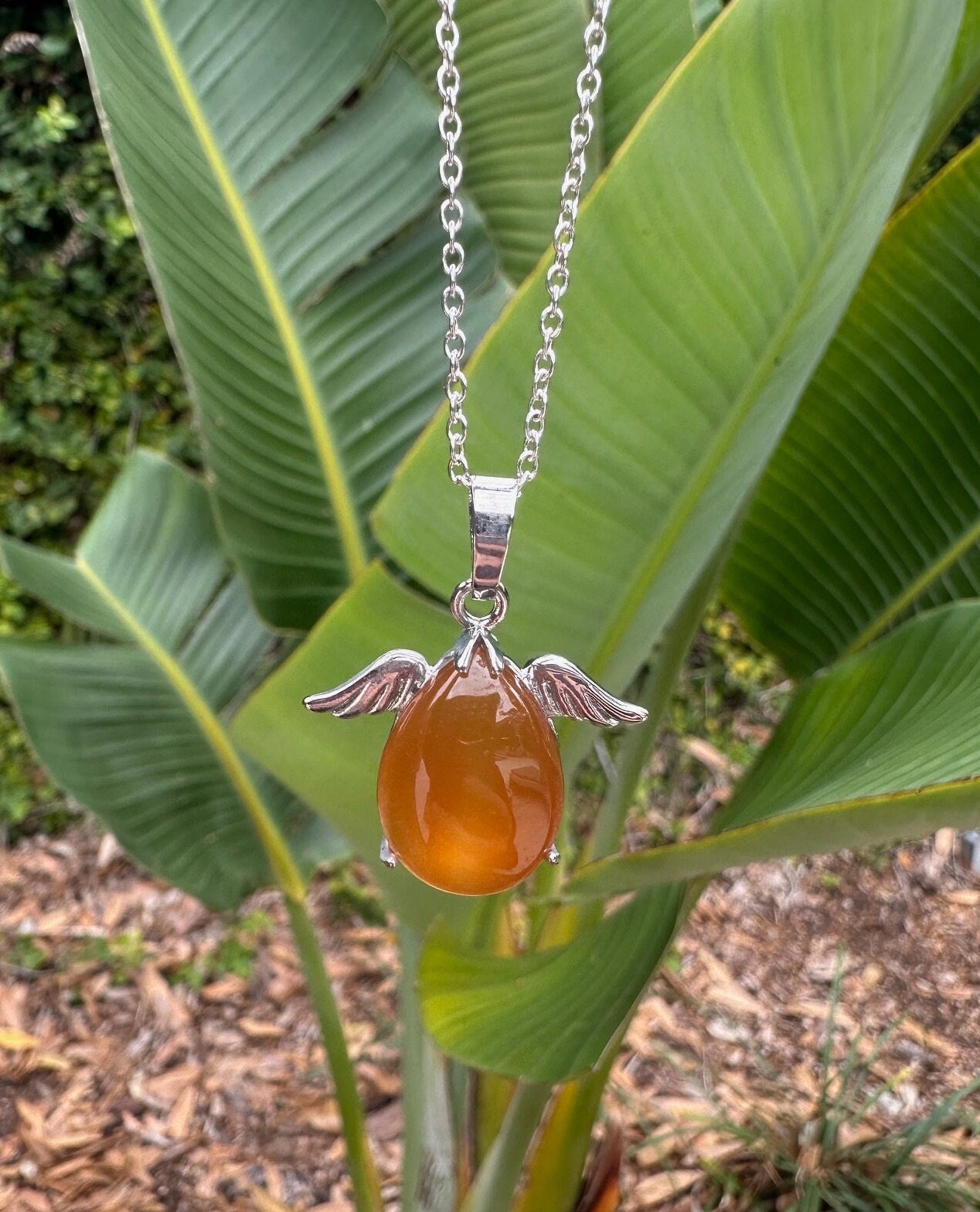 Carnelian Angelic Egg Pendant Necklace