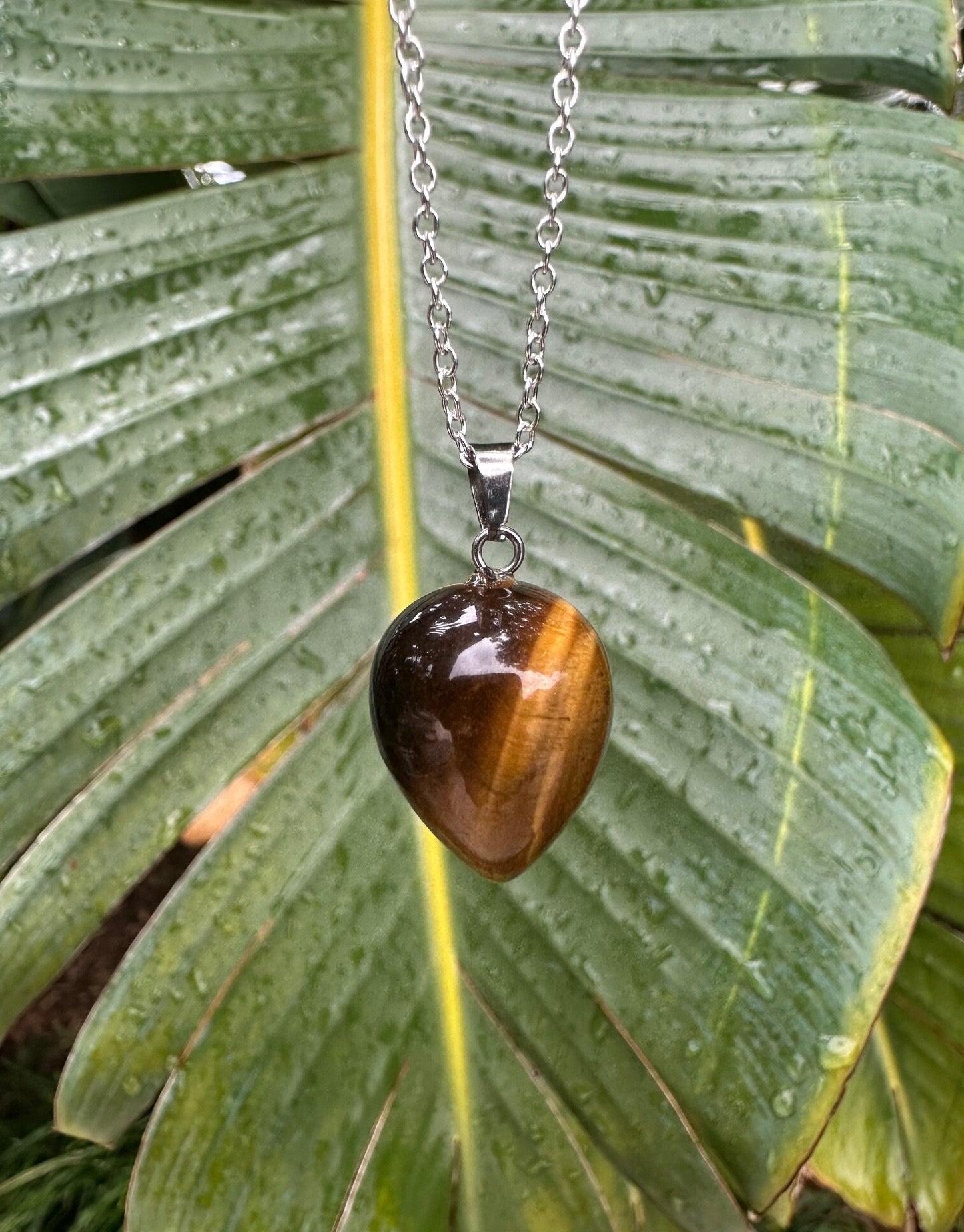 Tiger Eye Acorn Pendant Necklace