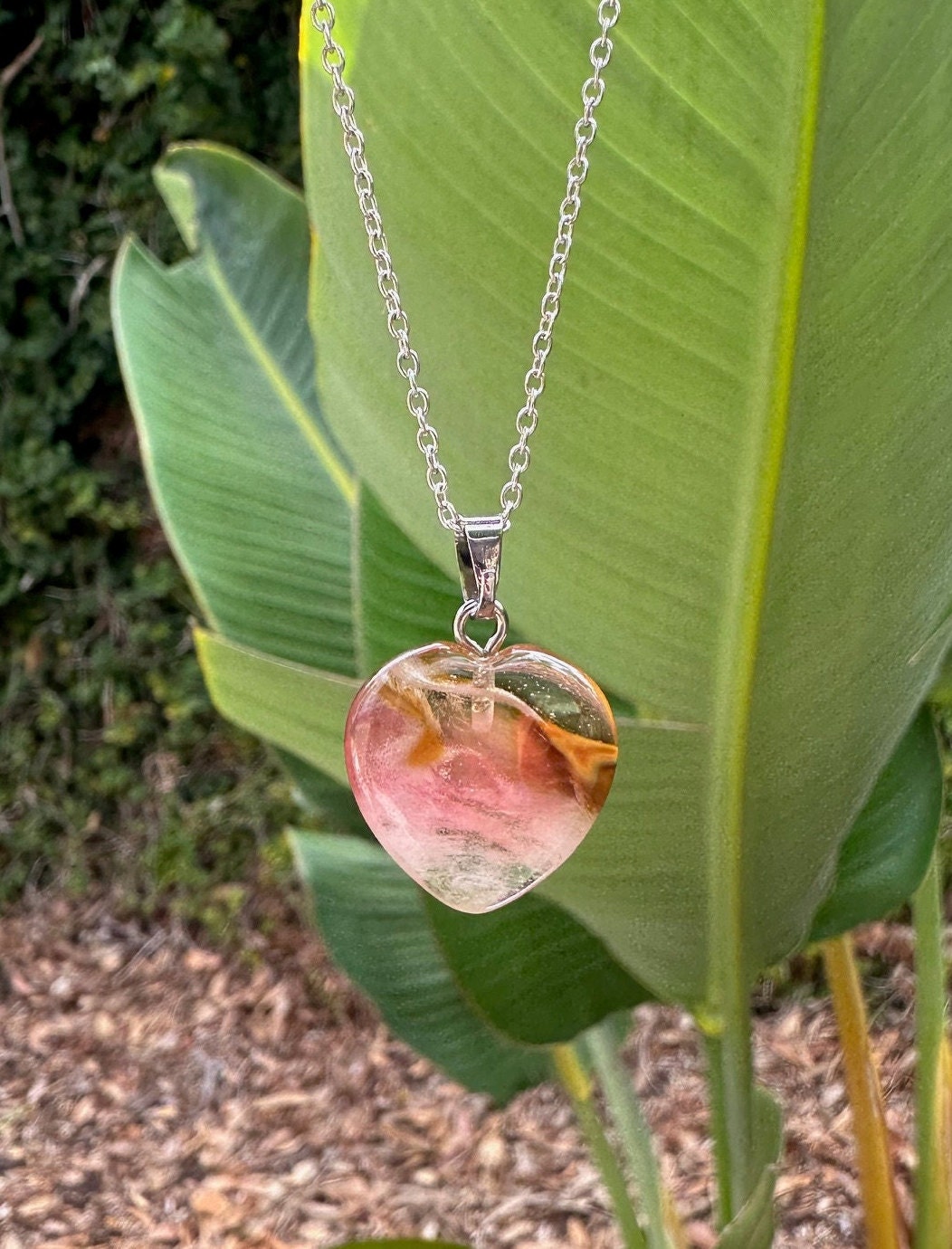 Cherry Quartz Heart Pendant Necklace