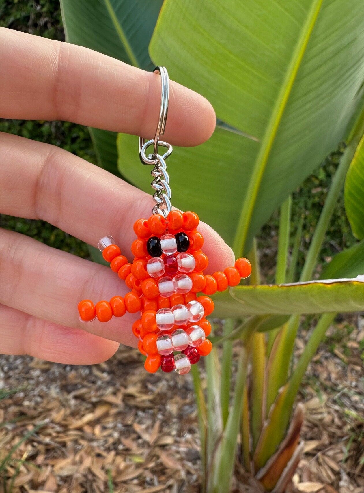 Beaded Orange Monkey Keychain