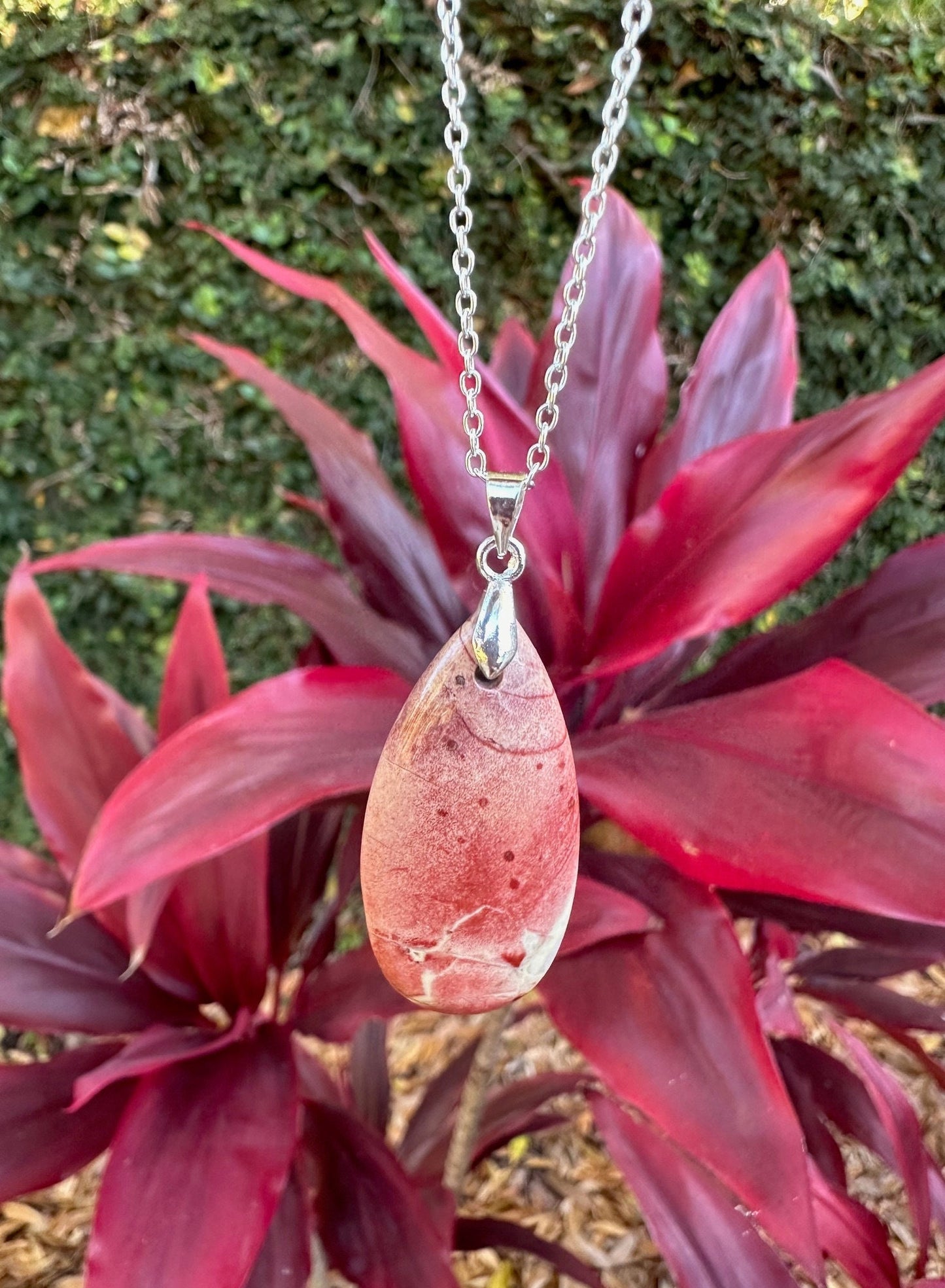 Rainbow Jasper Teardrop Pendant Necklace