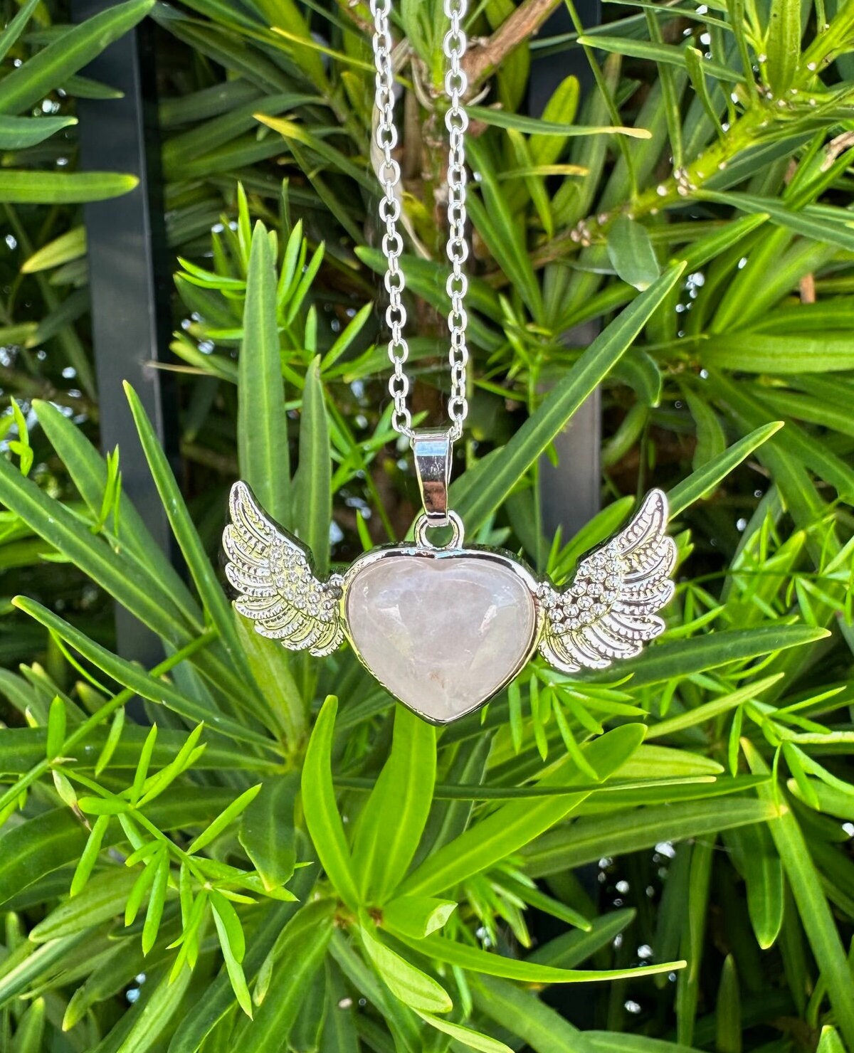 Rose Quartz Wings Pendant Necklace