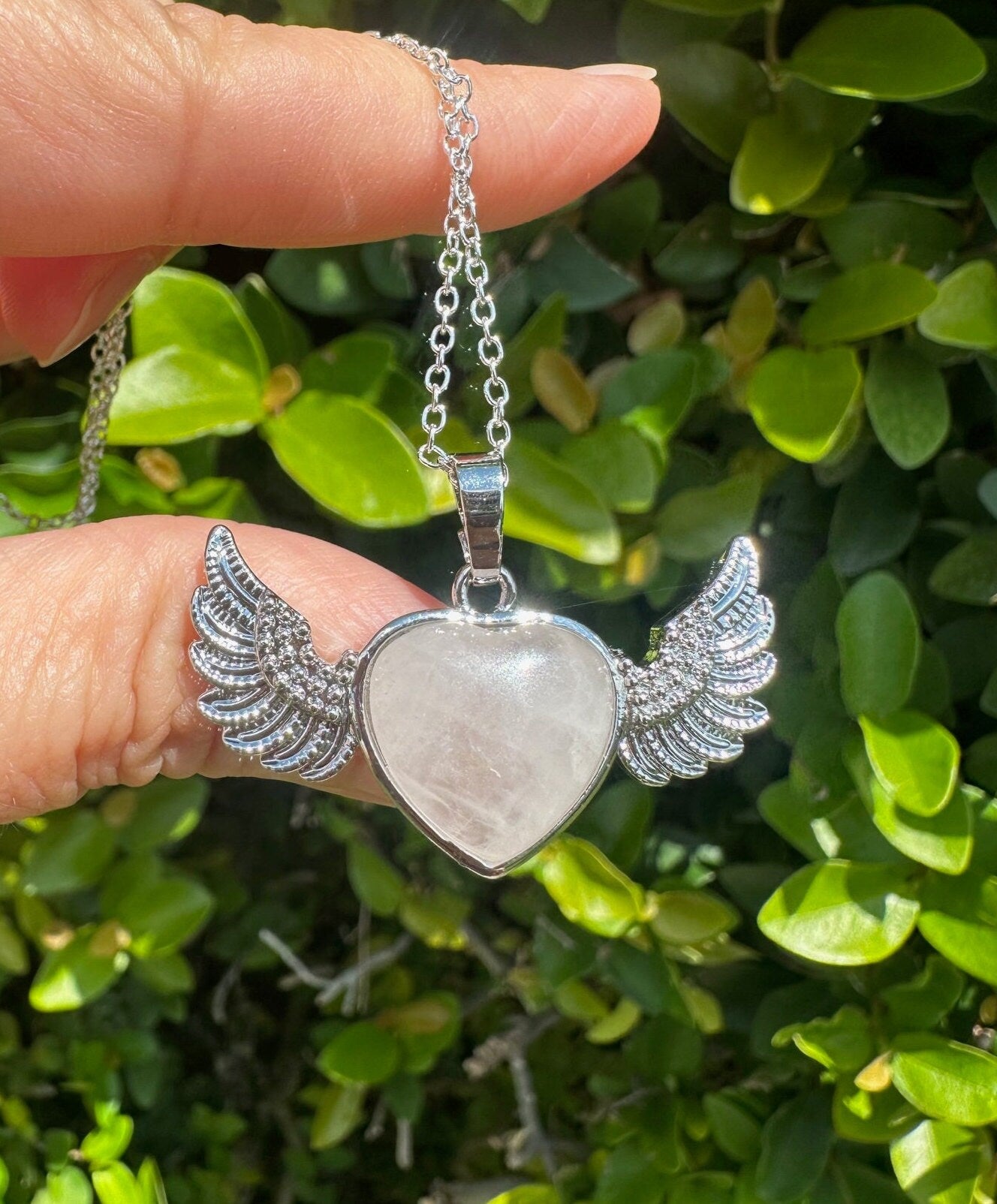 Clear Quartz Wings Pendant Necklace