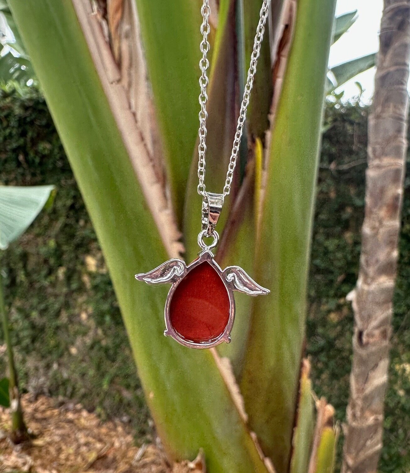 Red Jasper Angelic Egg Pendant Necklace