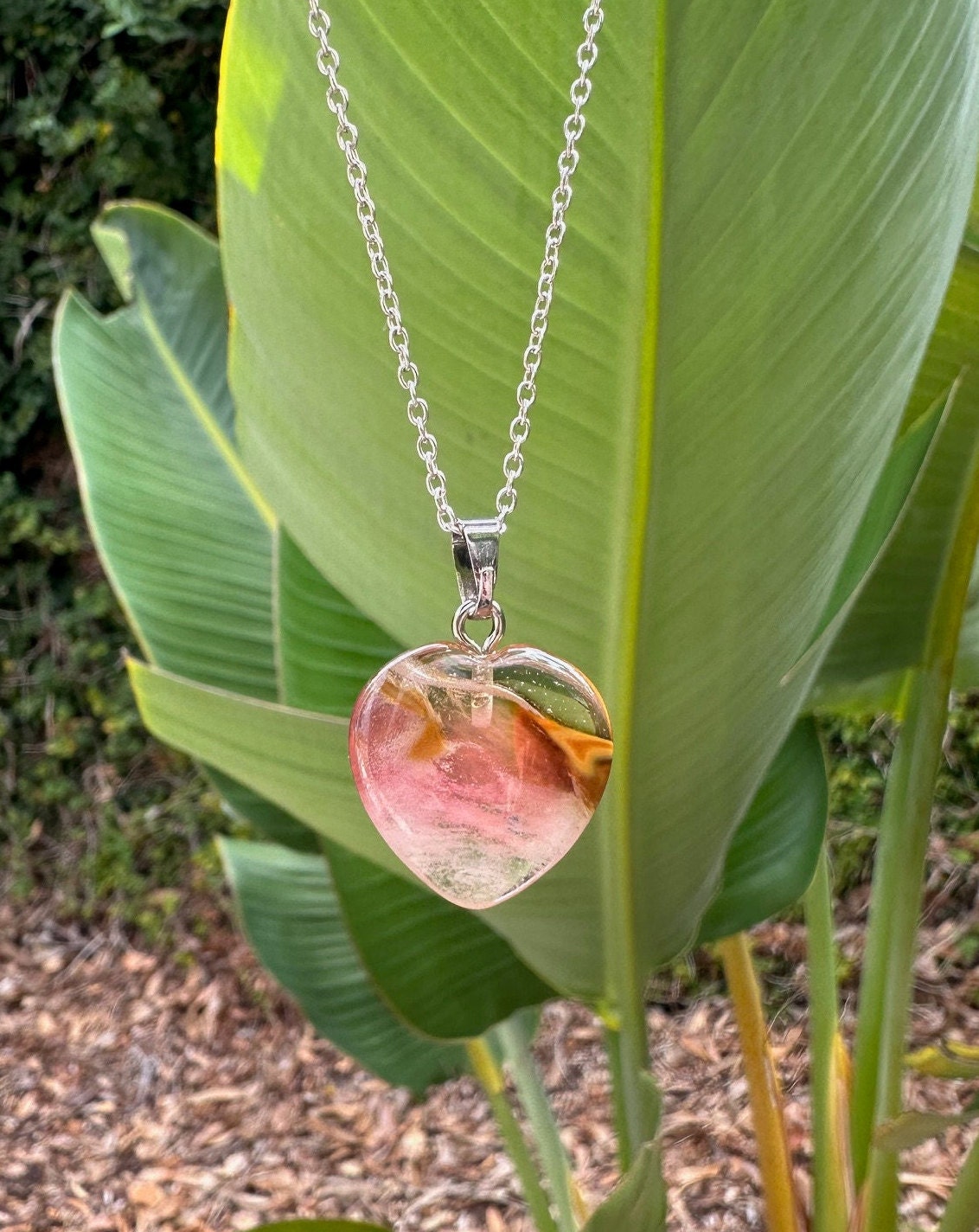 Cherry Quartz Heart Pendant Necklace