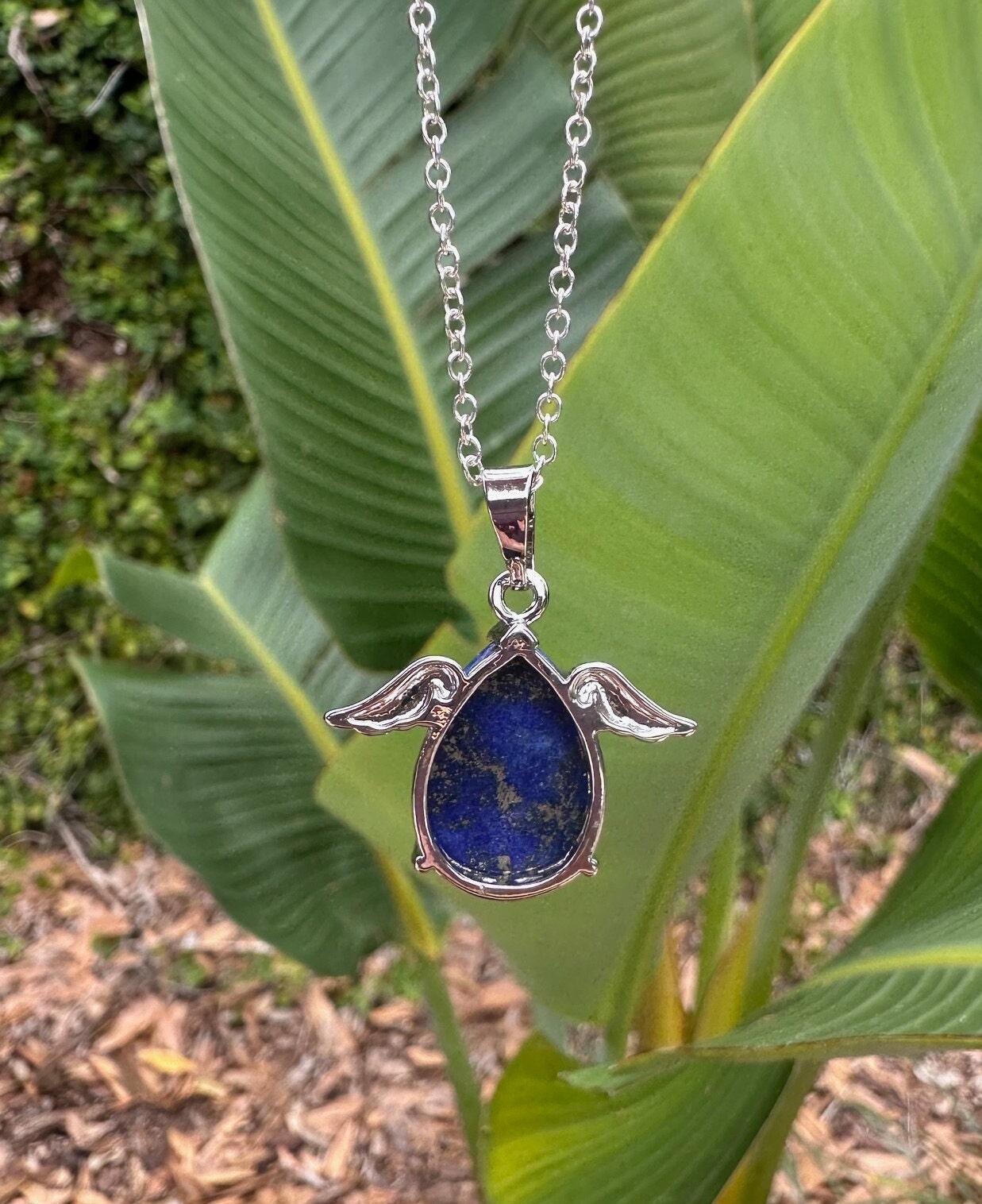 Lapis Lazuli Angelic Egg Pendant Necklace