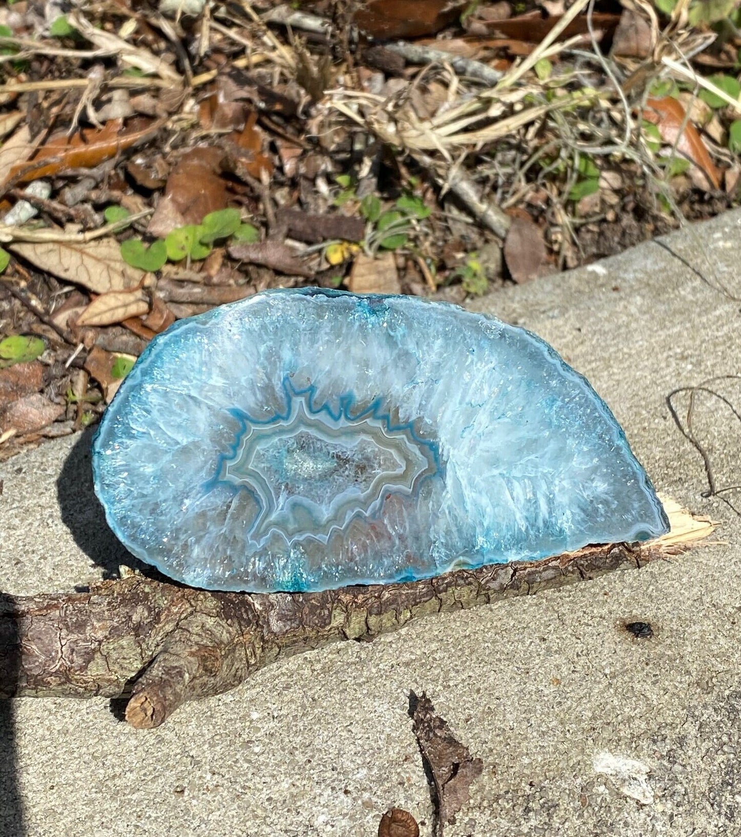 Blue Agate Stalactite Druzy Geode