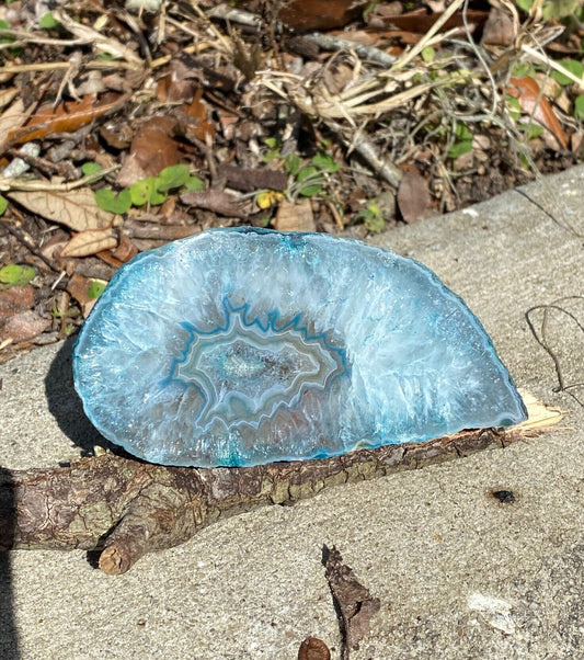 Blue Agate Stalactite Druzy Geode