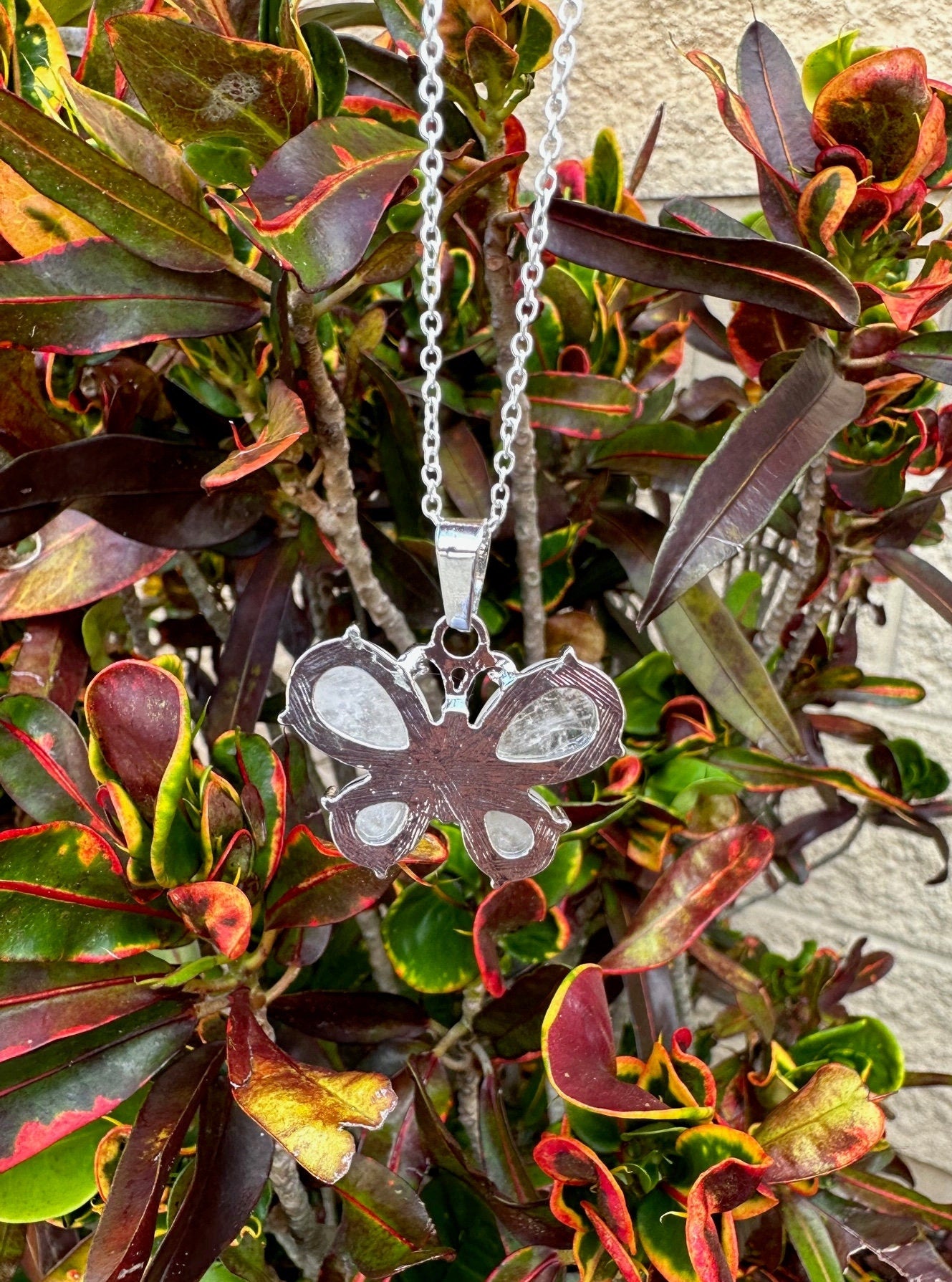 Clear Quartz Butterfly Pendant Necklace