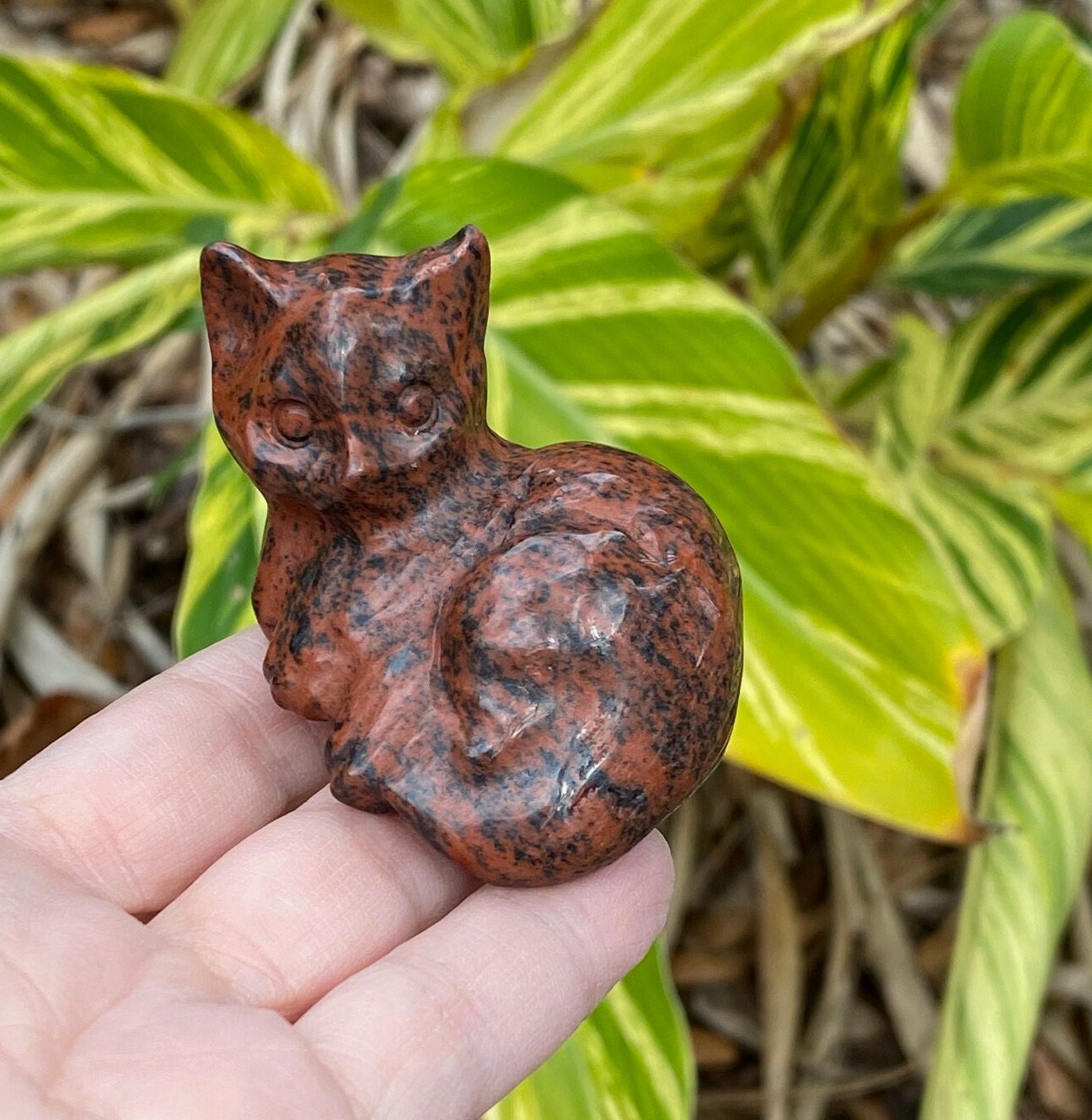 Mahogany Obsidian Cat Figurine